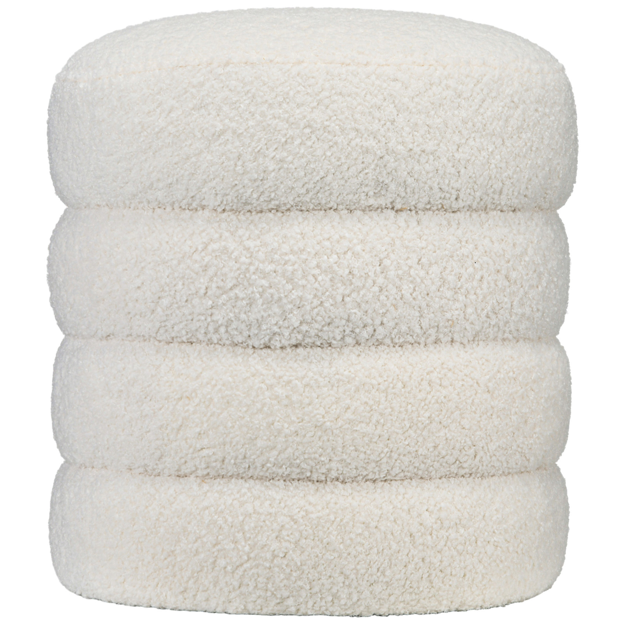 HOMCOM Hocker, rund, Teddyfleece, Metallgestell, bis 120kg, Φ40x45H cm, Cremeweiß