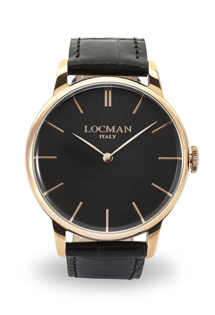 Locman 1960 dorato rosa nero pelle nera 0251V09-RGBKRGPK
