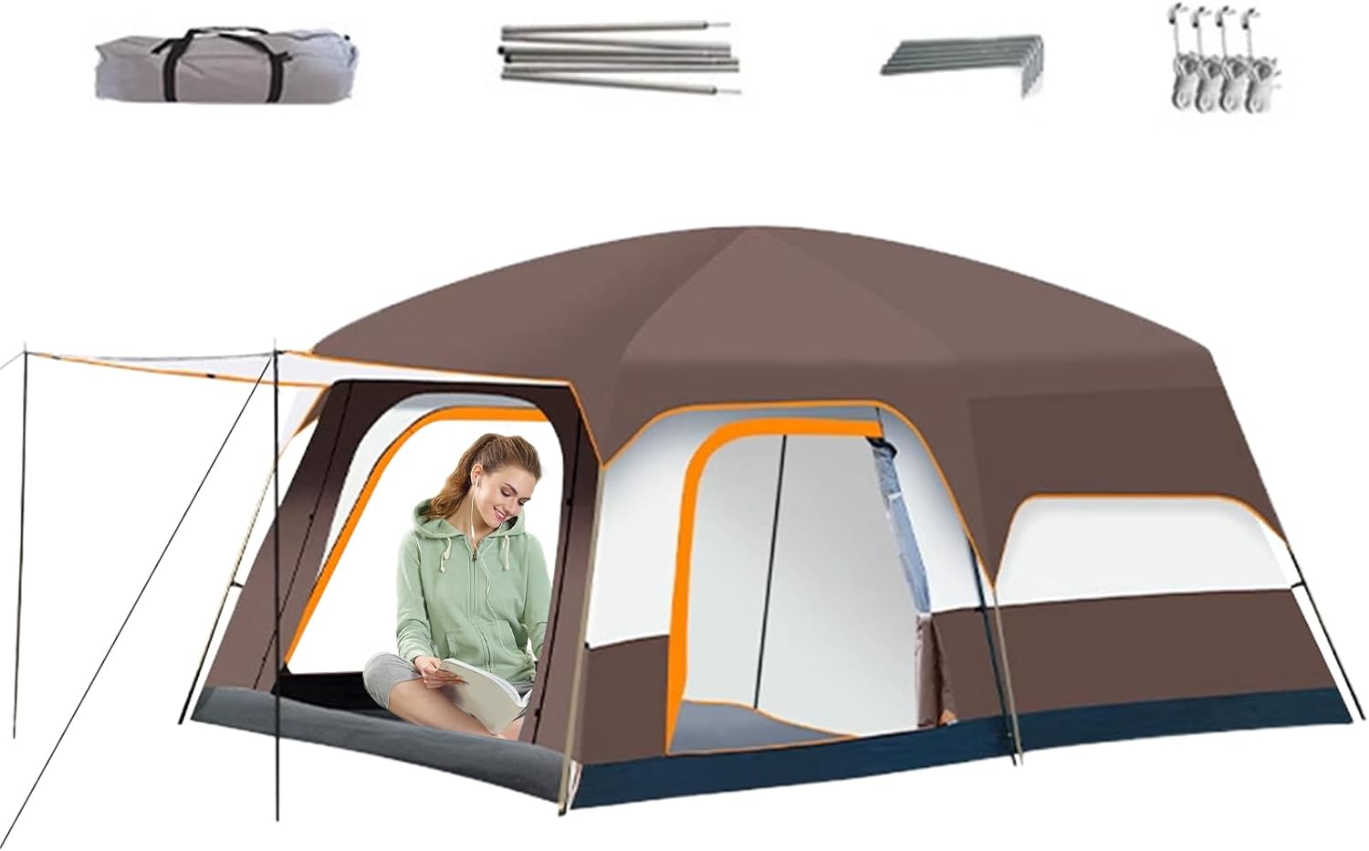 Familienzelt für Camping, große Kabinenzelte mit mehreren Schlafzimmern | wetterfester Unterschlupf für Wandern, Festivals, Strand, Übernachtungen im Freien