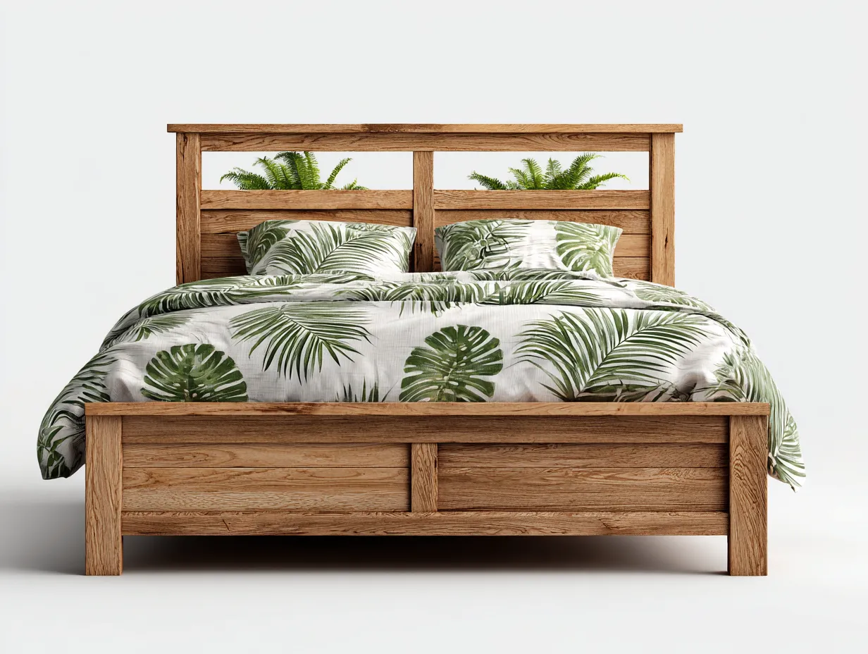 Doppelbett-Holz-226x206x110 cm-Natur-Rustikal