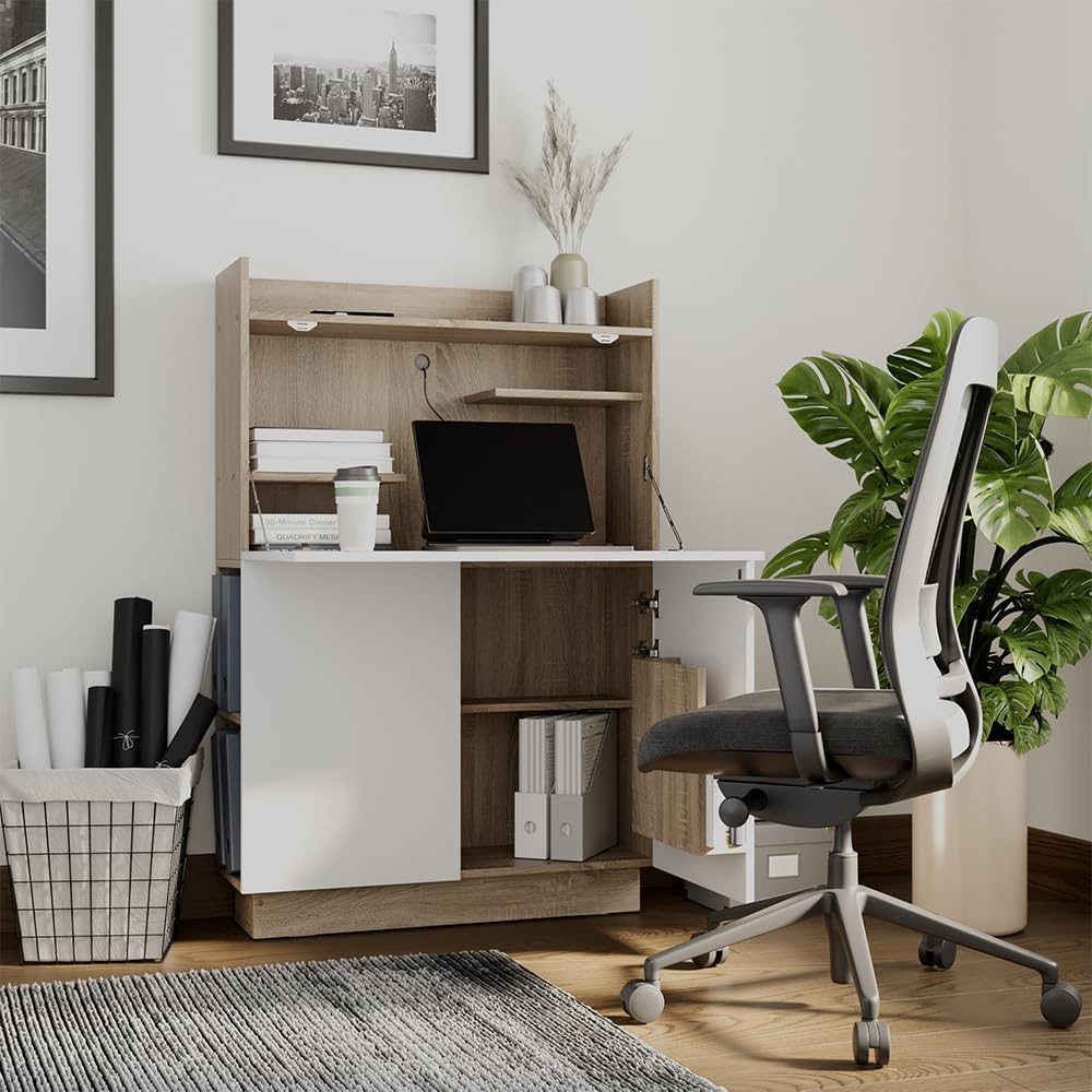 Vicco Scrivania per segretaria Alena, Sonoma/Bianco, 85 x 27 cm