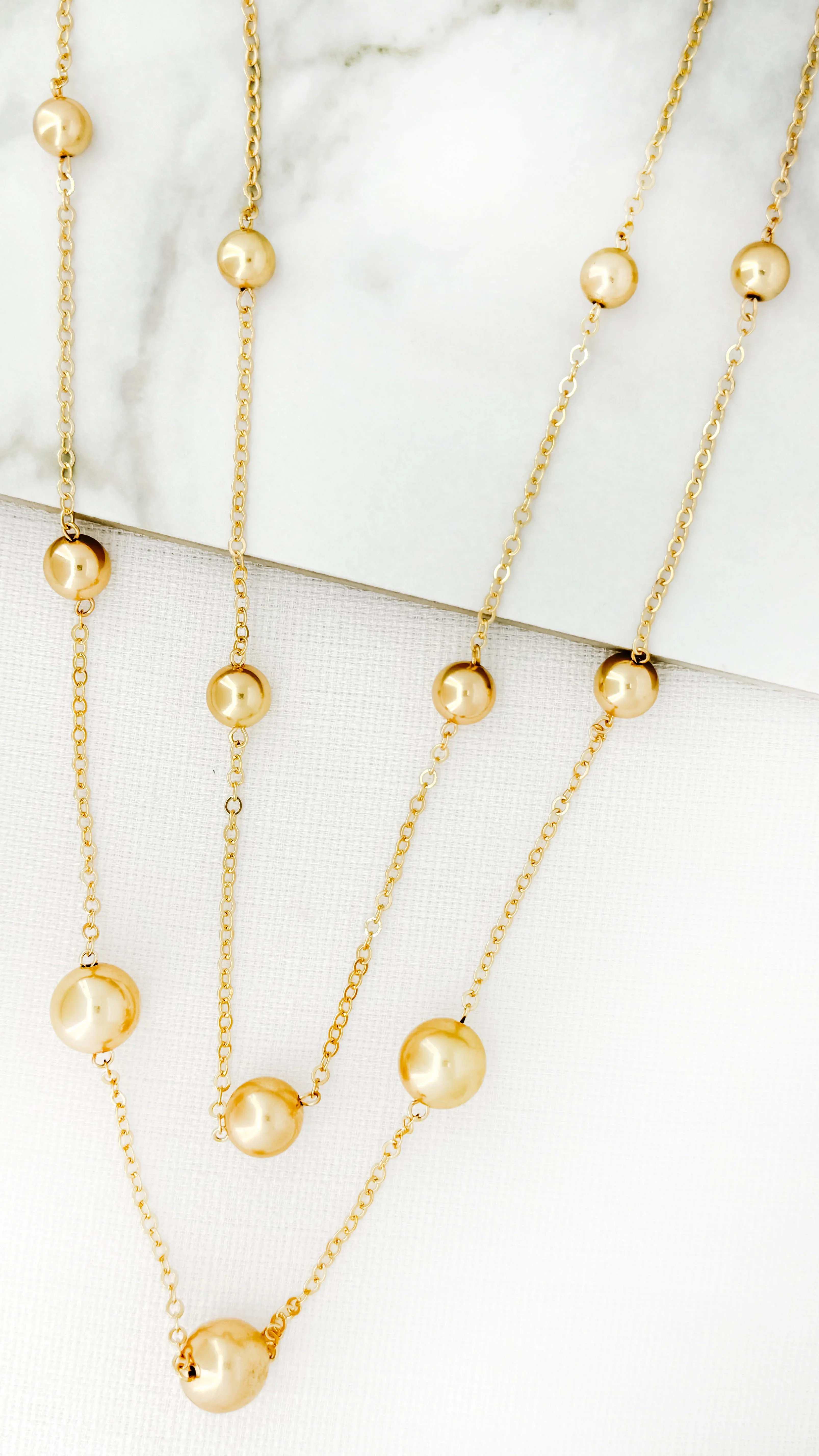 Envy Double Layer Ball Necklace , Gold