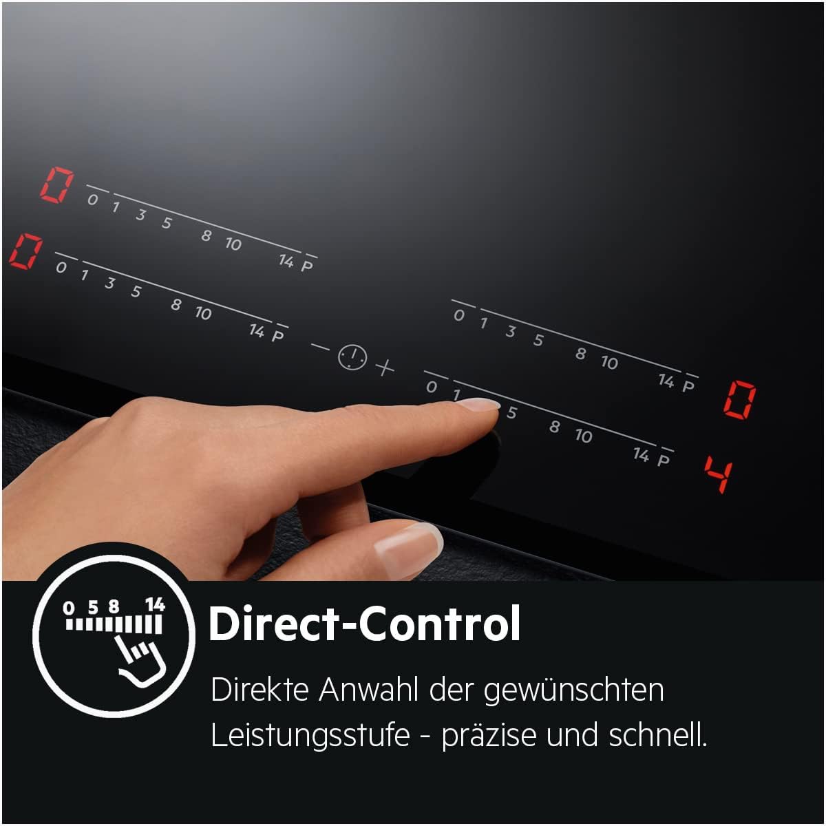 AEG HK654070FB Autarkes Kochfeld/Strahlenbeheizt/Slider-Bedienung / 60 cm/Facetten-Design / 4 Kochzonen/Bräterzone/Kindersicherung