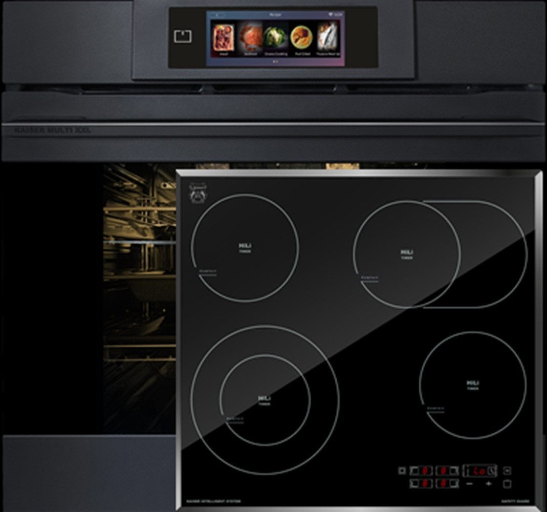 Backofen-Set Herd Set Autark XXL Multi 29, Multifunktions-Elektro-Backofen mit Pyrolyse und Dampfreinigung, 60 cm mit High Light Glaskeramik Kochfeld 60cm Schwarz glas Facettenschliff-Kanten EH 6347+KCT 6115 F