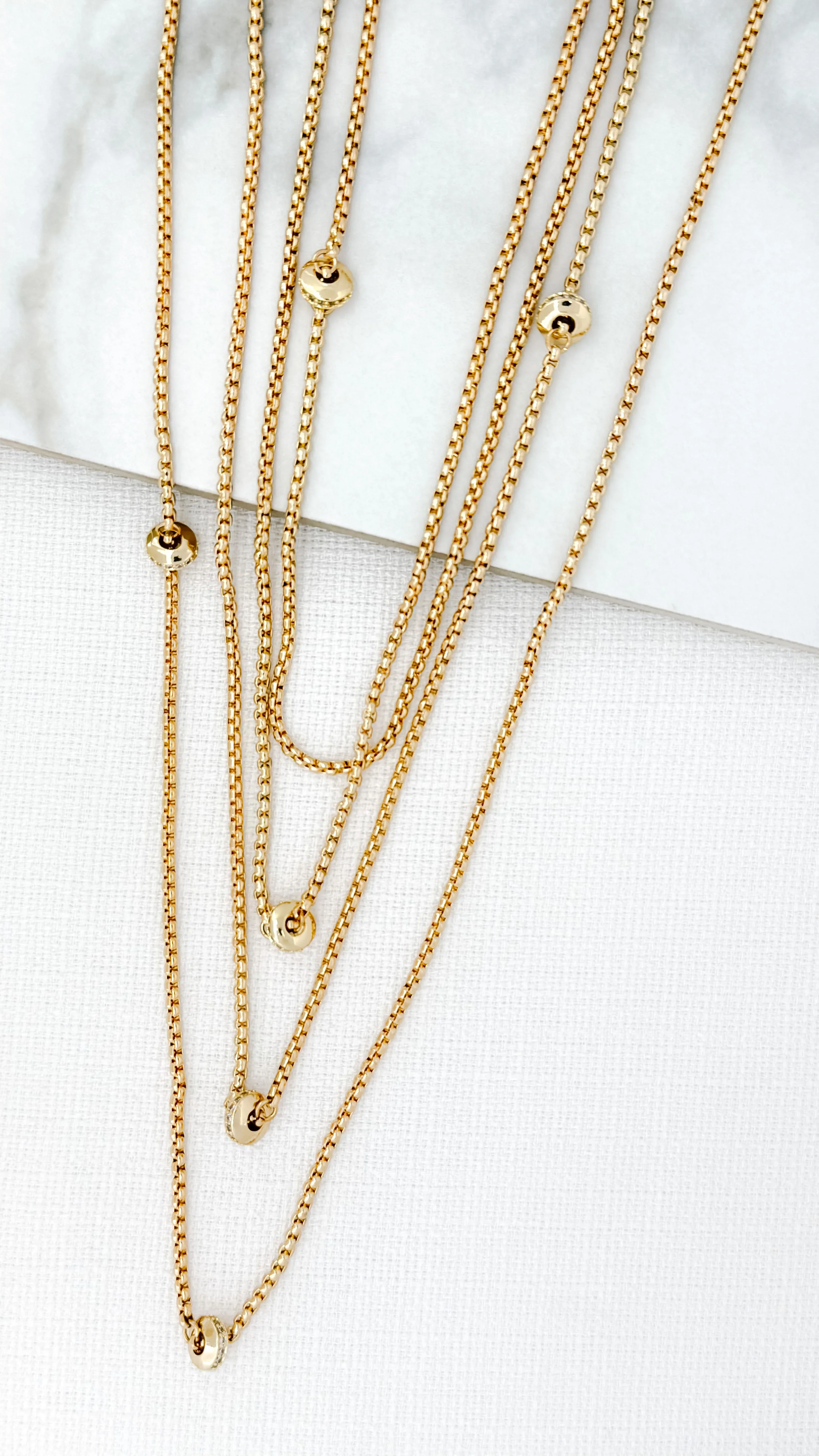 Envy Layered Box Chain Necklace , Gold