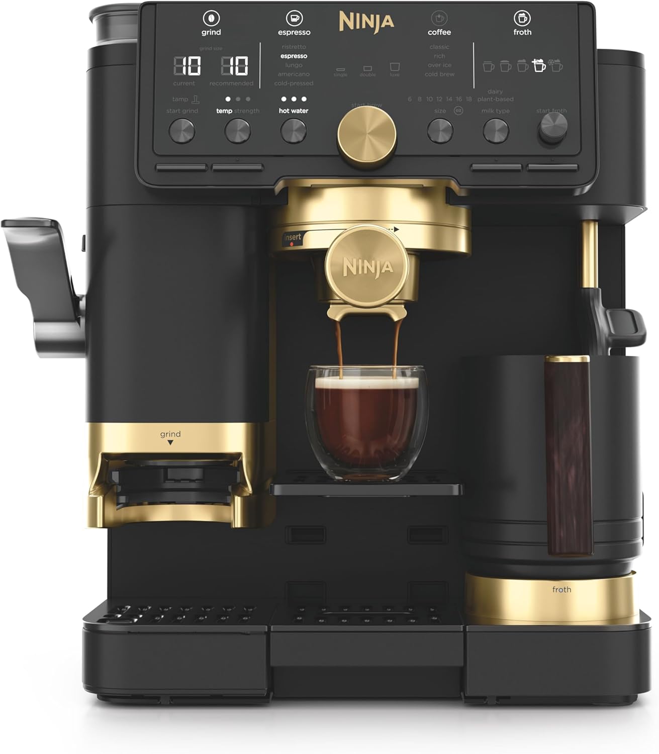 Ninja Luxe Premier 3-in-1 Espresso Cold Brew & Filter Coffee Maker 4 Automatic Foam Settings Grey Metal