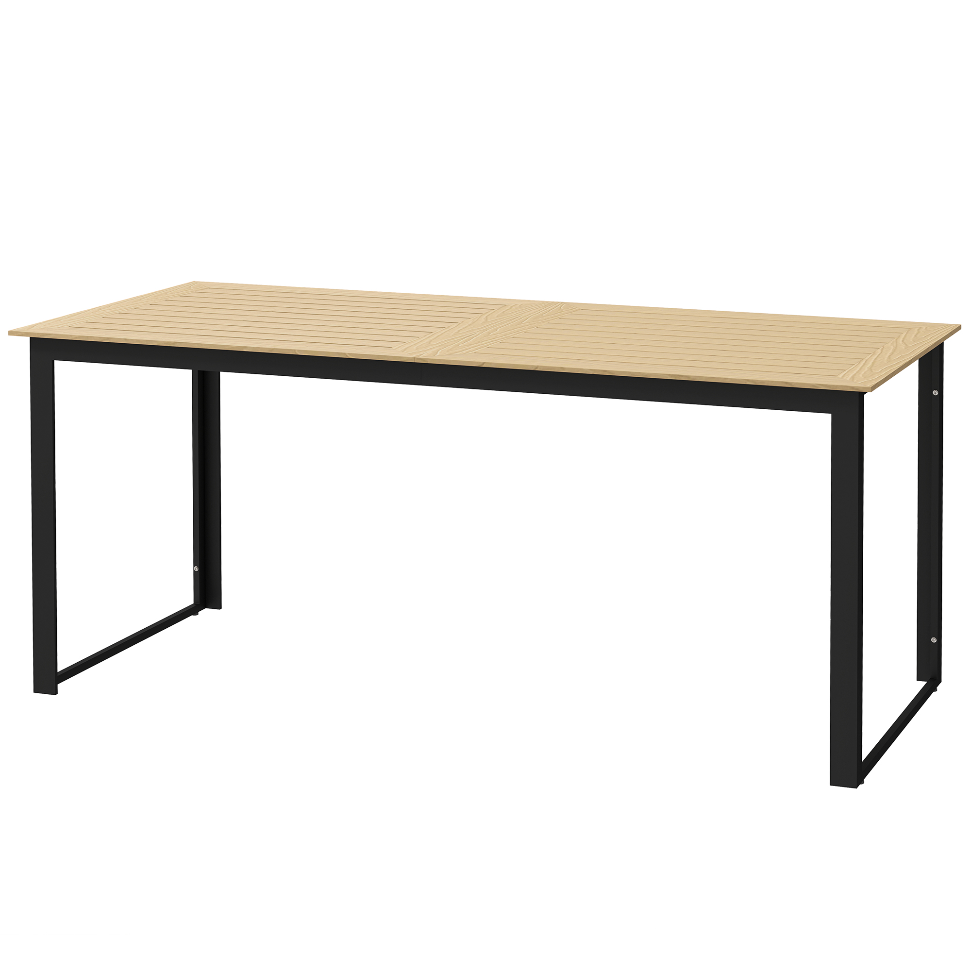 Outsunny Gartentisch Metall 175x78 cm Wetterfest Balkontisch mit Holzoptik, rutschfest Esstisch Schwarz