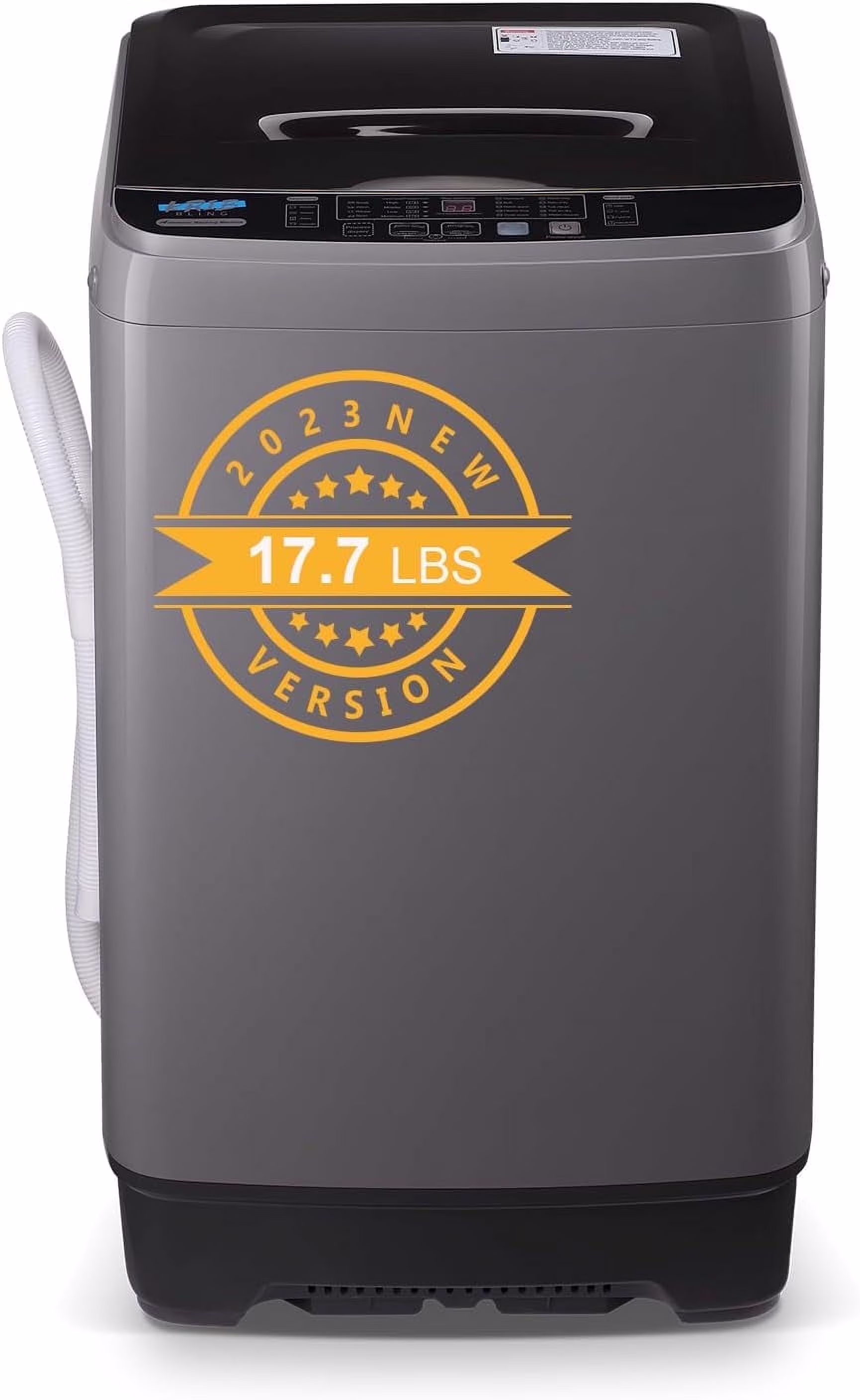 17.7 lbs Full Automatic Washing Machine with LED Display Compact Washing Machine with Drain Dump, 10 Wash Programs and 8 Water Levels Ideal for Dorms, Apartments, Grey