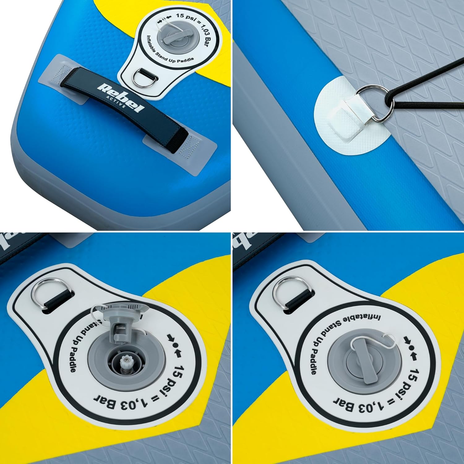 Tavola da SUP con pompaggio a punto goccia da 350 cm Set zaino con pompa a pagaia RBA-4500-BL