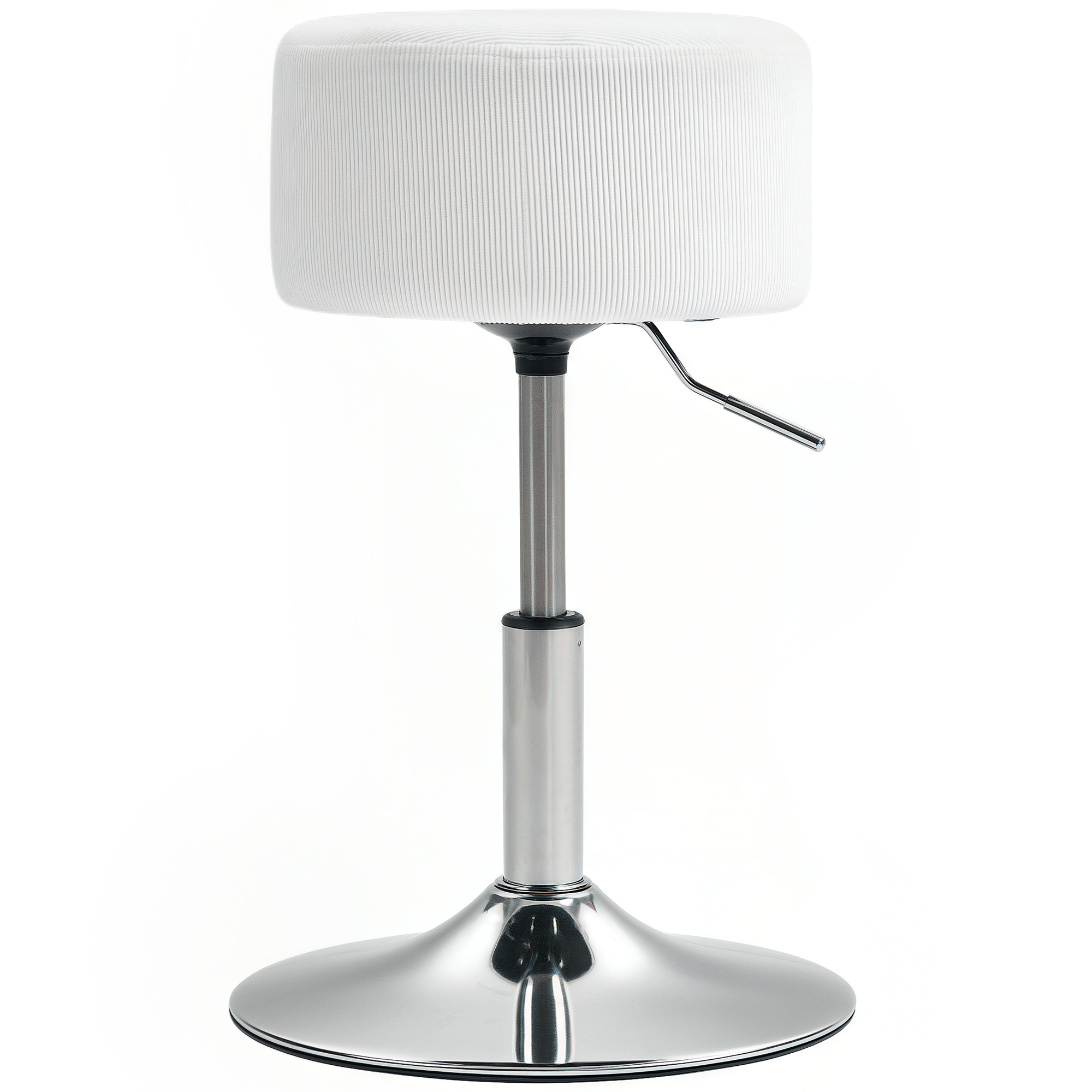 HOMCOM Barhocker, Gepolstert Barstuhl mit Metallgestell, Cordoptik, Höhenverstellbar 360° Drehbar Weiß