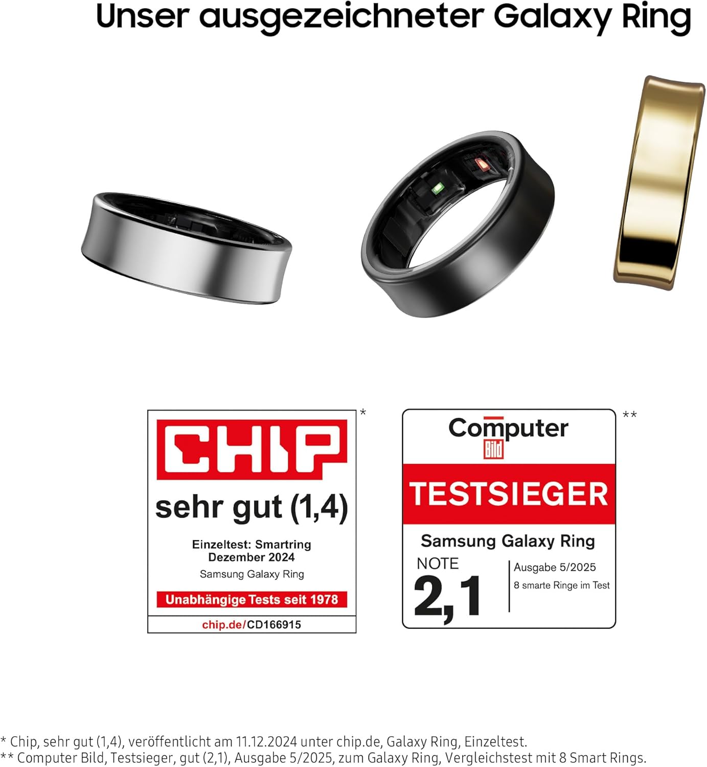 Ring, Smart Ring mit Titan-Gehäuse, Health mit AI, Schlaftracker, Fitness Tracker, Größe 8 (US), Titanium Black
