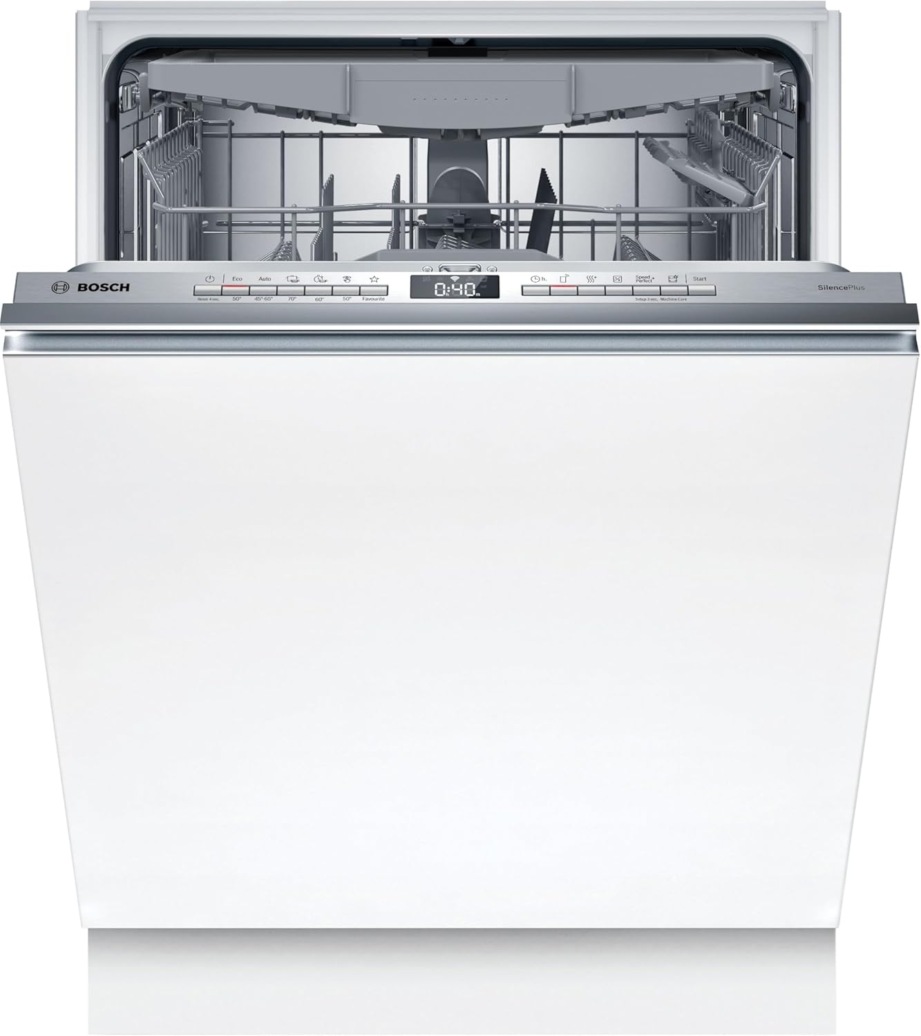 Bosch SMU4ECS28E, Serie 4, Smarter Unterbau-Geschirrspüler 60 cm, Besteckschublade, Spülmaschine Made in Germany, besonders Leise, Extra Trocknen, schneller sauberes Geschirr, Ferndiagnose, Edelstahl
