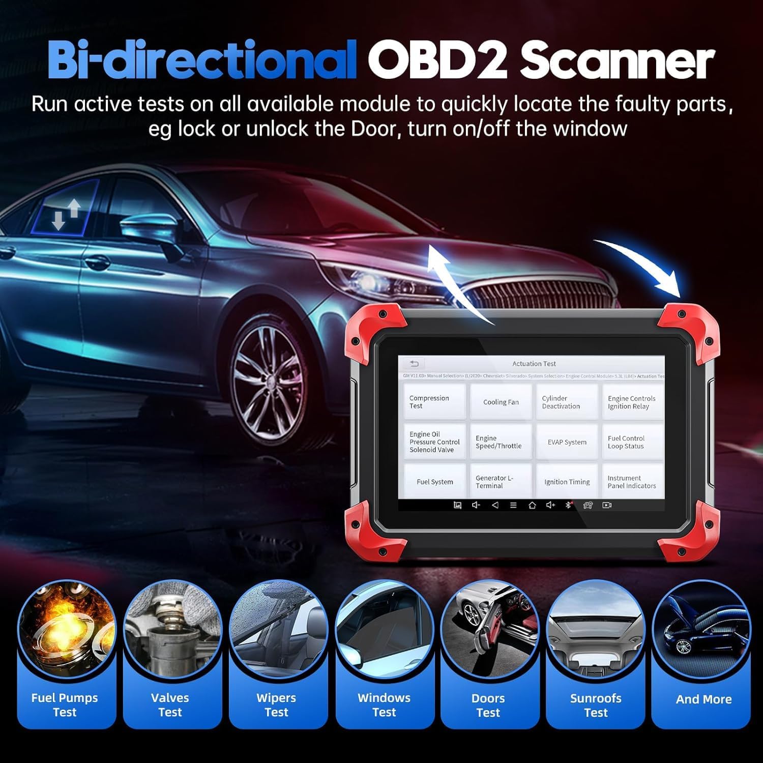 Strumento di scansione bidirezionale: il più recente strumento diagnostico per scanner automobilistico del 2025 con codifica ECU, test attivi, scansione di tutti i sistemi, oltre 36 ripristini, riapprendimento dell'albero motore, Android 10, aggiorna