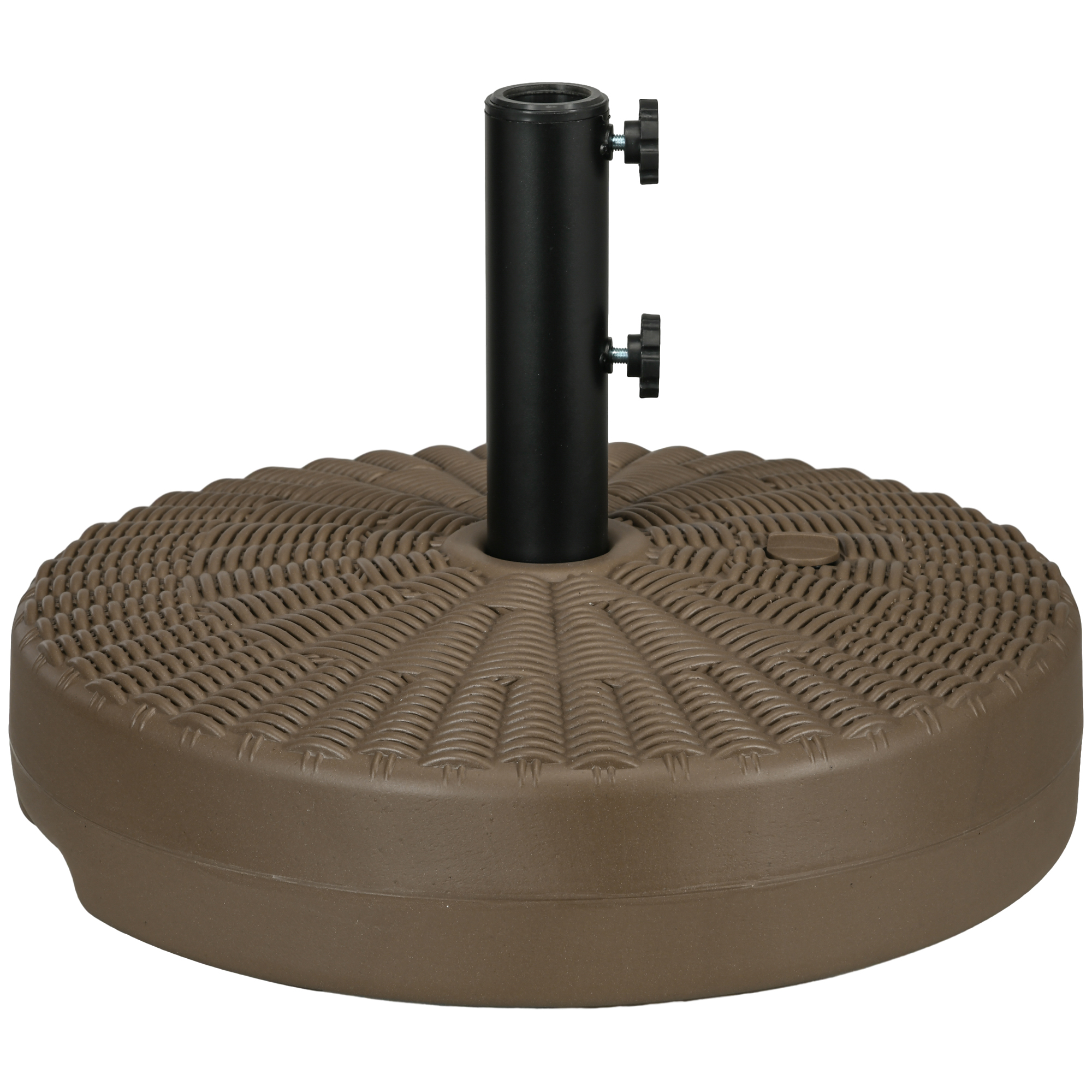 Outsunny Sonnenschirmständer mit 2 integrierten Griffen, aus HDPE und Stahl, Ø51x36 cm, Braun und Schwarz