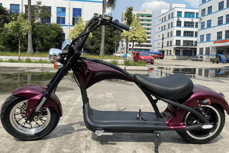 Mangosteen M1P elektrische chopper in bordeauxrood - 2000W borstelloze motor, 60 km/u topsnelheid