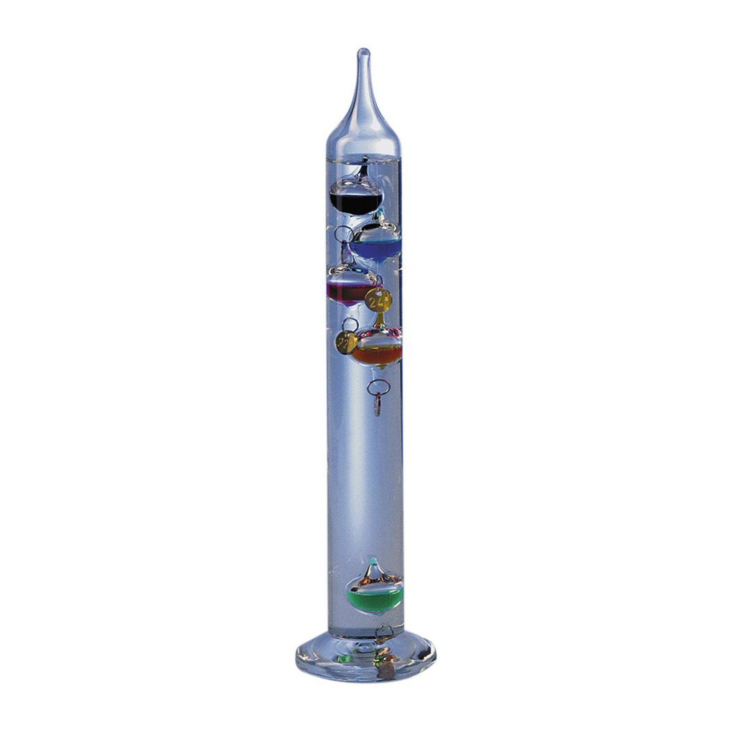 Wetterstation Galilei Thermometer mit 5 Kugeln, Plomben vergoldet