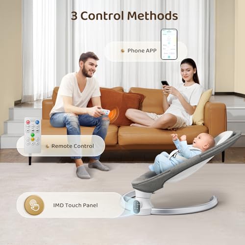 Brolteja Sdraietta Neonati,Sdraietta Neonati Elettrica con App Telecomando e Bluetooth,Dondolo Neonati Elettrico con cintura di sicurezza a 5 punti,10 Melodie,per Bambini fino 9 kg : Prima infanzia