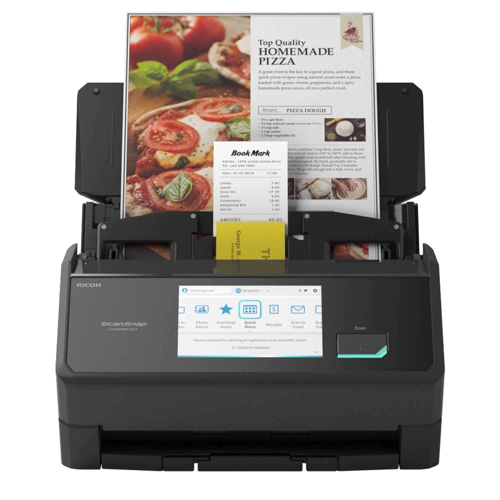 Dokumentenscanner iX2500 mit Duplex-Scan 45 S./Min. 100-Blatt-ADF 600 dpi 5-Zoll-Touchscreen WLAN Bluetooth USB