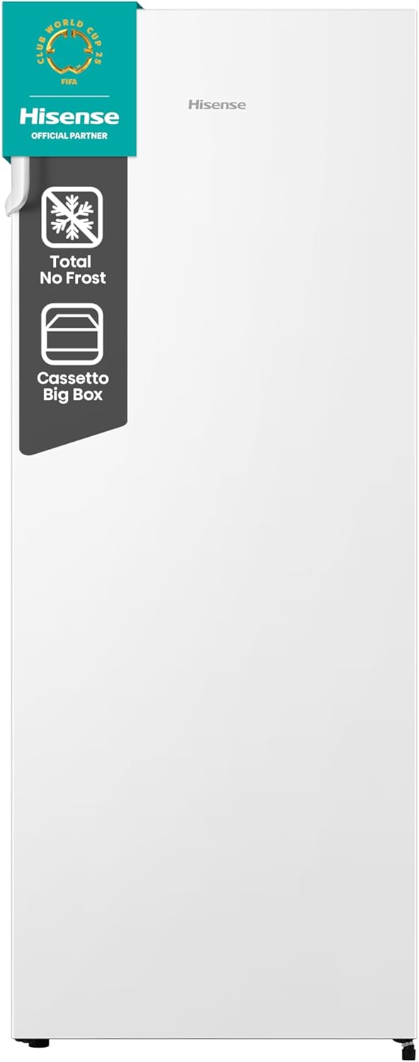 Hisense FV191N4AW2 Vertical Freezer with LED Display, Total No Frost, 155 L, Stainless Steel