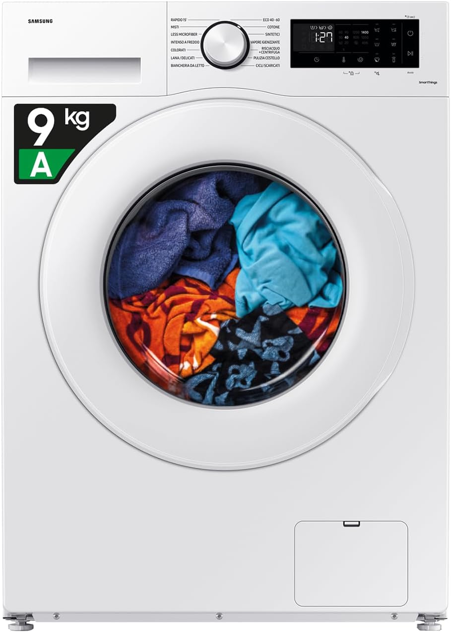 Samsung Lavatrice Crystal Clean WW90CGC04DTEET Libera installazione, 9 Kg, Wifi, Ecobubble, Vapore, Carica Frontale, 60l x 85h x 55p cm