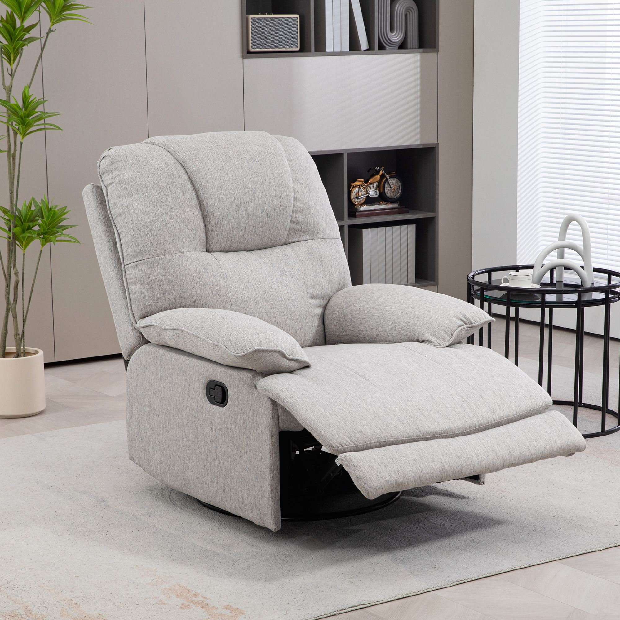 HOMCOM Relaxsessel, neigbar, komfortabel, 89x101x105 cm, Grau