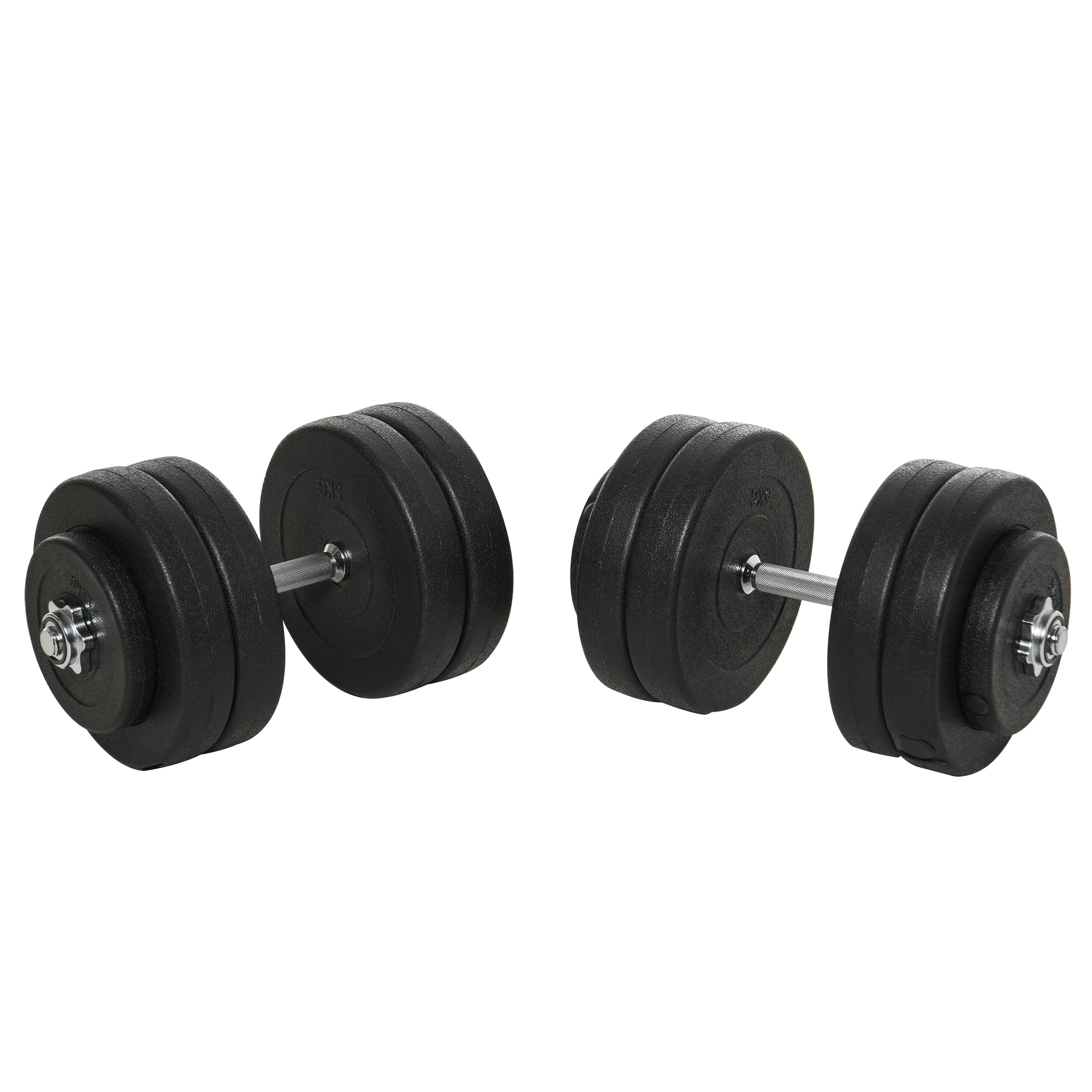 HOMCOM Kurzhantel-Set 2 x 25 kg, 2 x 6 Hantelscheiben mit Kunststoffhülle, bodenschonend, Schwarz