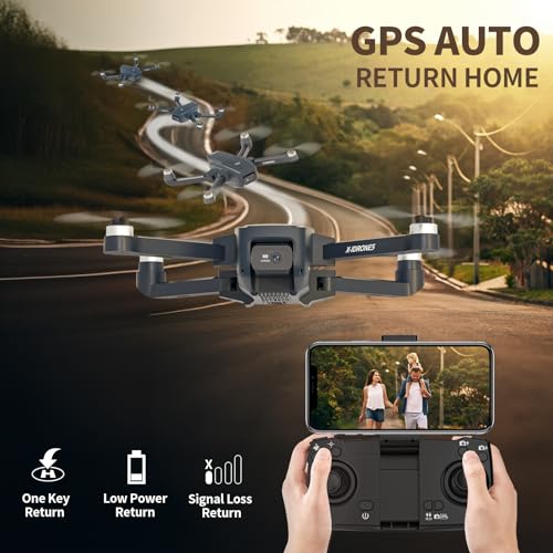 GPS Drone con telecamera 4K, Velocità massima 40 km/h, Droni Professionali Con Motore Brushless, FPV RC Quadcopter Pieghevole Telecomando Ritorno Automatico, Decollo/atterraggio con un solo tasto : Giochi e giocattoli