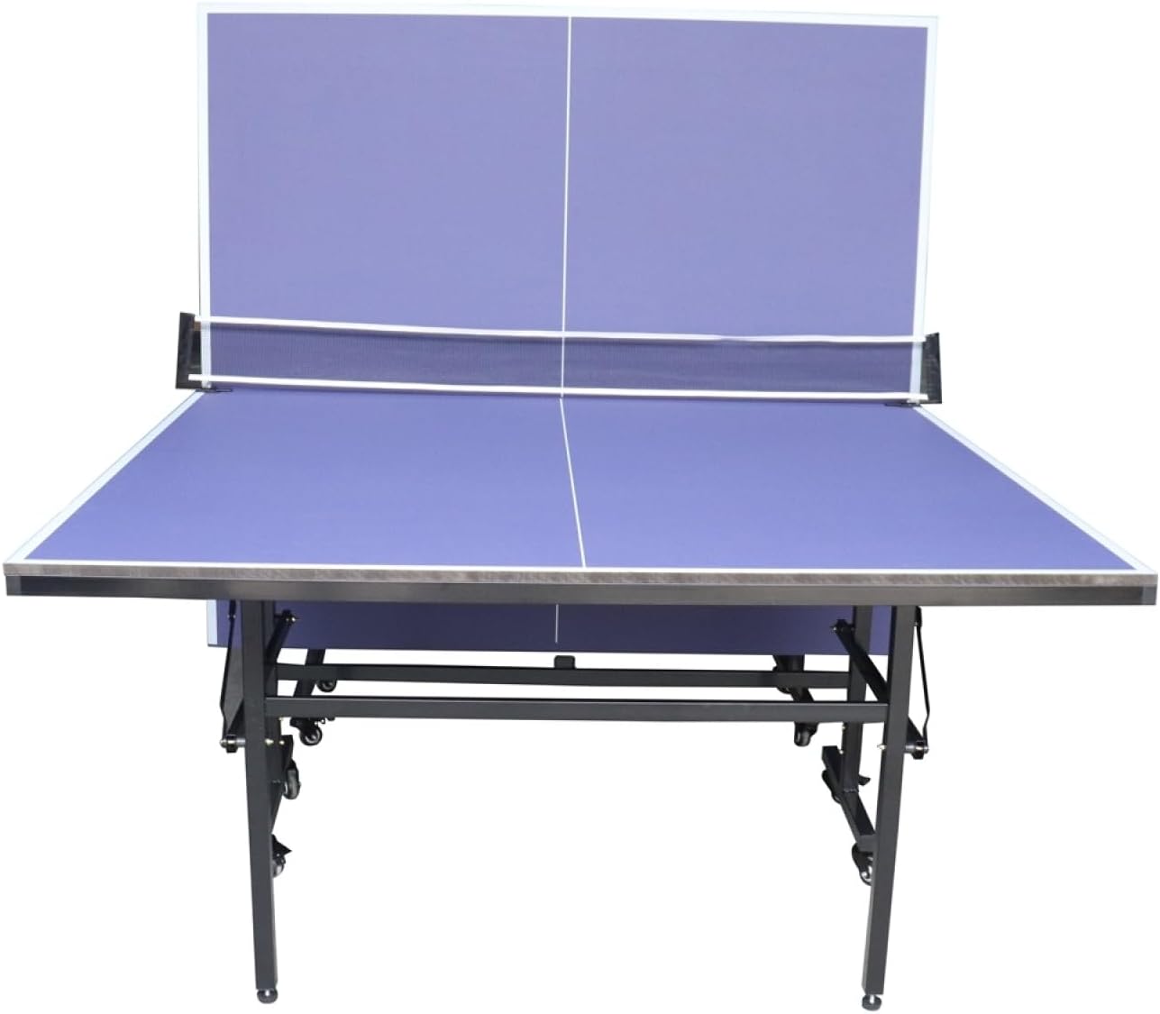 TechFit Tavolo da Ping Pong Professionale per Interni - Pieghevole da Interno con Inclinazione Unilaterale, Struttura Metallica Nera, Rete da 180 cm, Roti Silconate con Freni, 274x152,5x76 cm