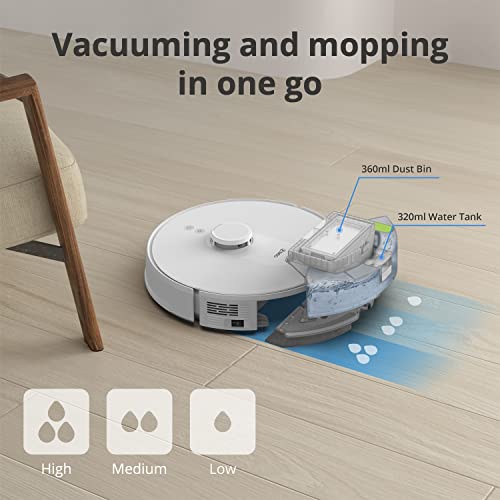 Robot Vacuum and Mop, LiDAR Navigation, 2700Pa Strong Suction, 360 S8 Robotic Vacuum Cleaner, Multi Floor Mapping, No Go Zones, Compatible with Alexa and Google Assistant, Ideal for Carpets and Pets