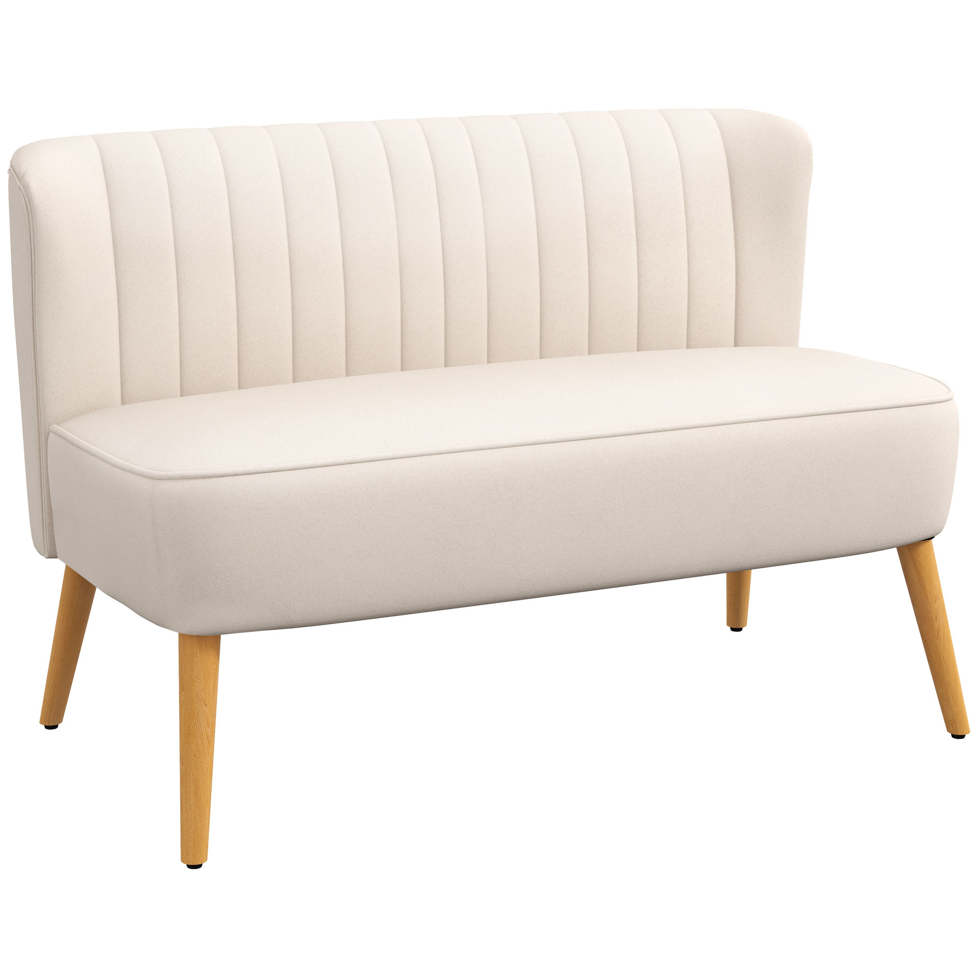 Sofa Retrodesign 2-zitsbank, houten poten, 117 cm x 56,5 cm x 77 cm, wit
