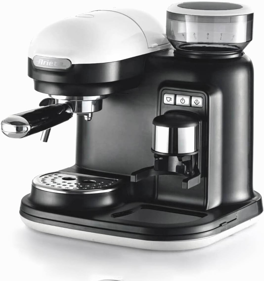 Ariete 1318 Macchina da Caffè con Macinacaffè - 1 filtro - Montalatte - 15 bar - 1080 Watt - 0,8 Litri - Linea Moderna - Rosso