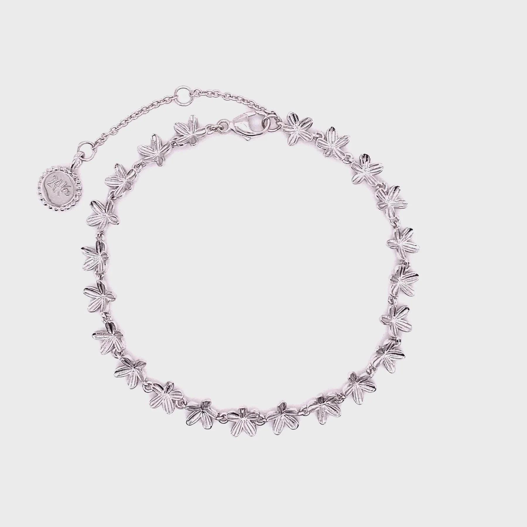 Bracciale 24Kae fiori in argento rodiato bianco 22451S
