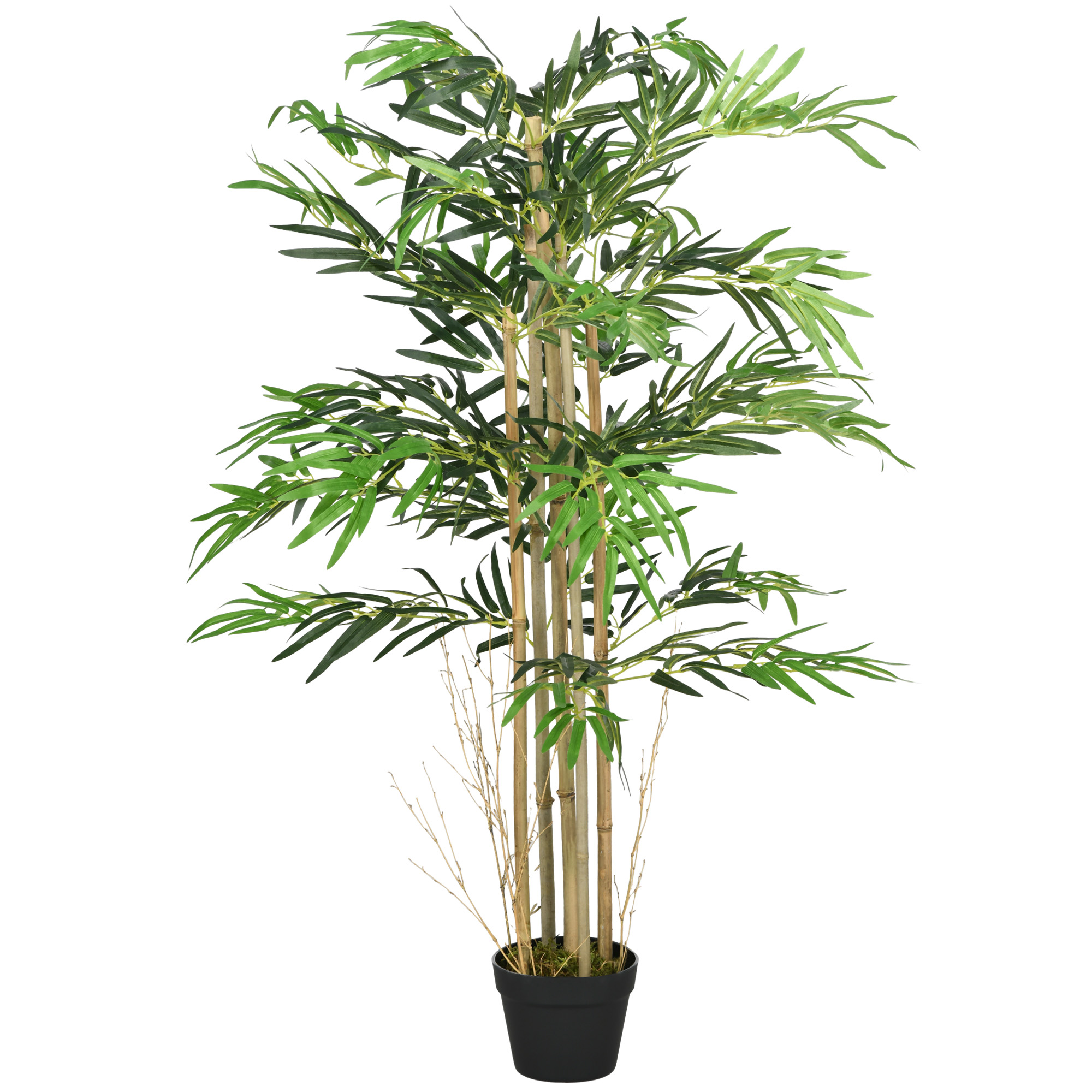 Outsunny Künstlicher Bambus XXL 1,15m künstlicher Baum 730 Dichte realistische Blätter Schwarzer Topf Grün
