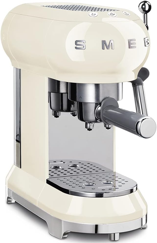 Smeg, ECF01PGEU Manual Espresso-Kaffeemaschine, Cappuccino -System, Thermoblock, groe Tassengehuse und Doppelkaffeefunktion, 1 l Wassertank, kompakte Abmessungen, 1350W, Pastellgrün