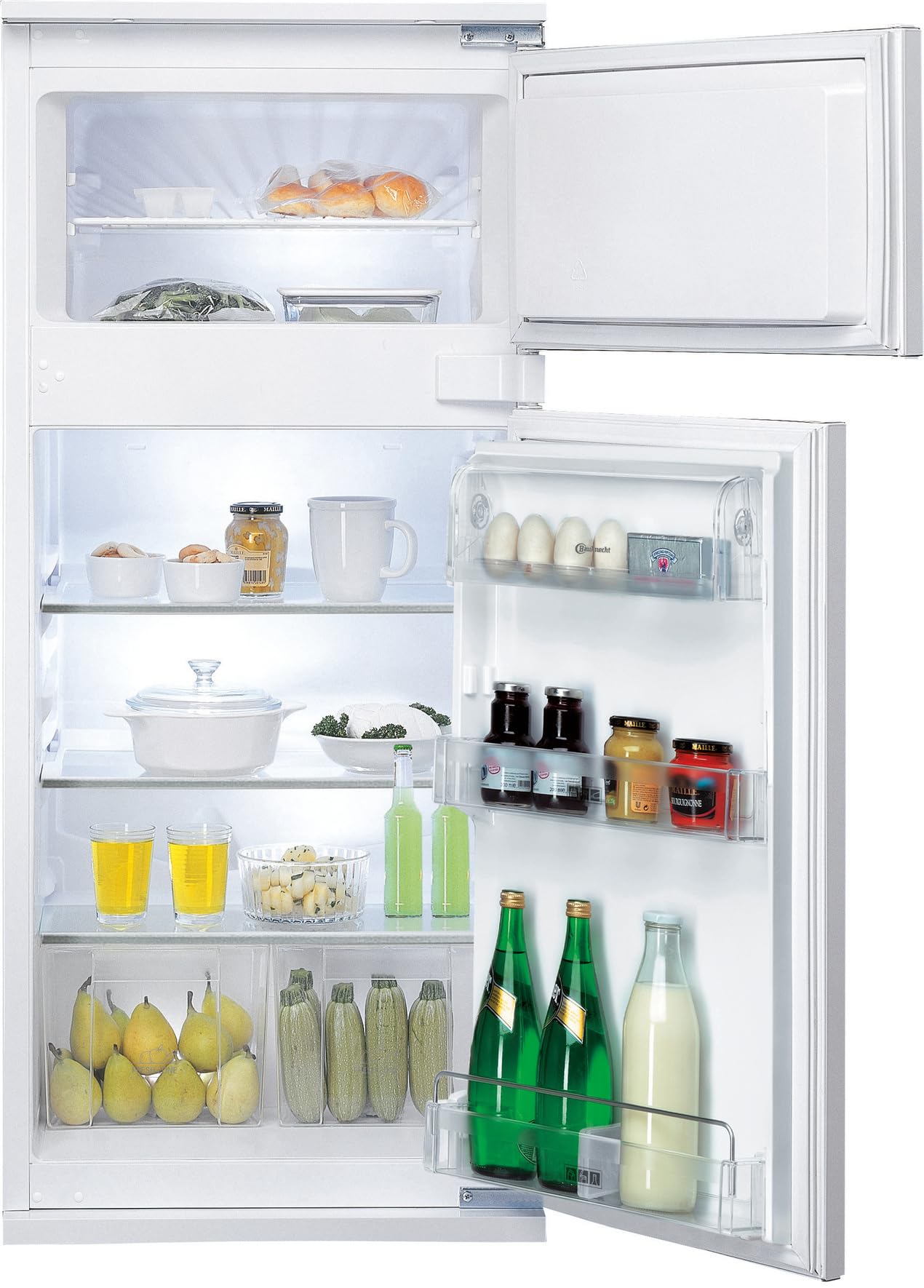 Einbau-Kühl-Gefrierkombination 173 l, elektronische Temperaturregelung, Abtauautomatik und LED-Beleuchtung, 36 dB, wechselbarer Türanschlag