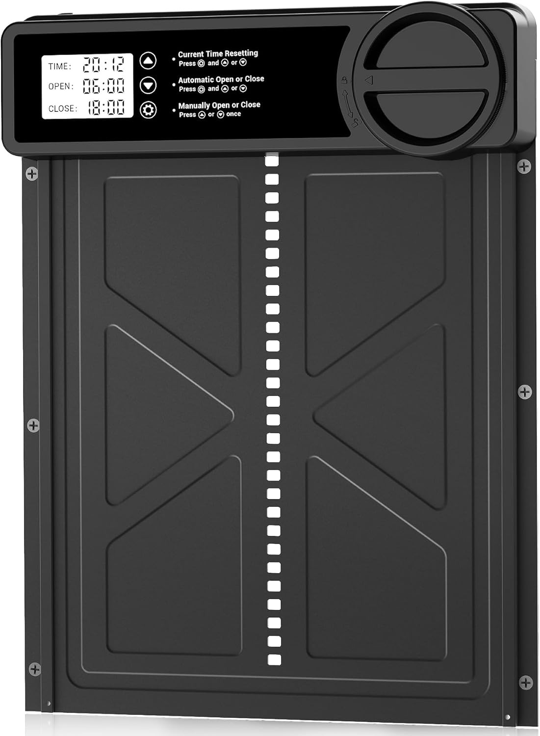 INNOLAND Porta Pollaio Automatica - Grande, Porta Automatica per Pollaio in Lega di Alluminio | Anti-Pizzicamento | Manuale e Timer | Grande Display, Porta per Pollaio Automatica Alimentata a Batteria