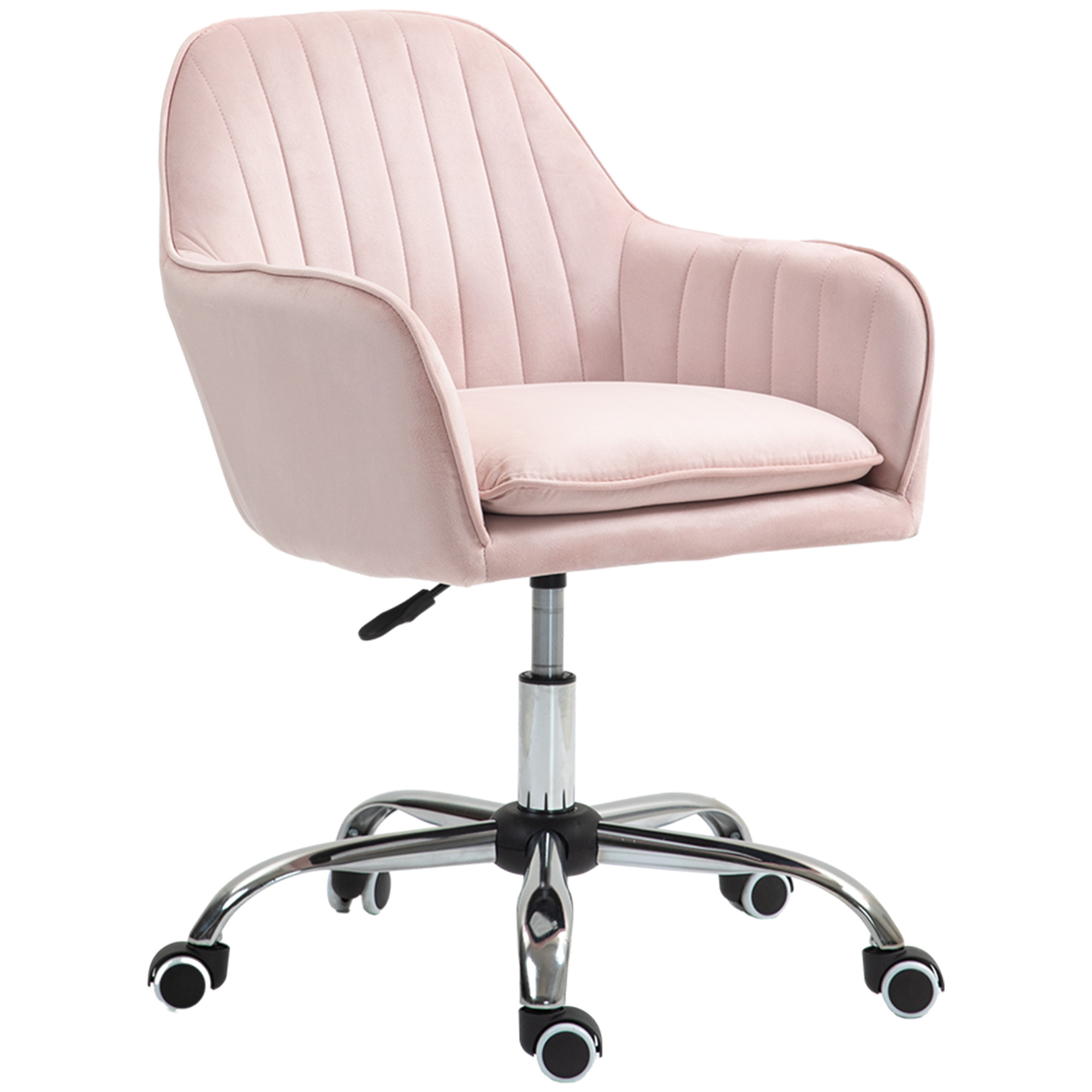 HOMCOM Schreibtischstuhl Höhenverstellbarer Bürostuhl Drehbar Homeoffice Stuhl mit Rücken- und Armlehne Rosa