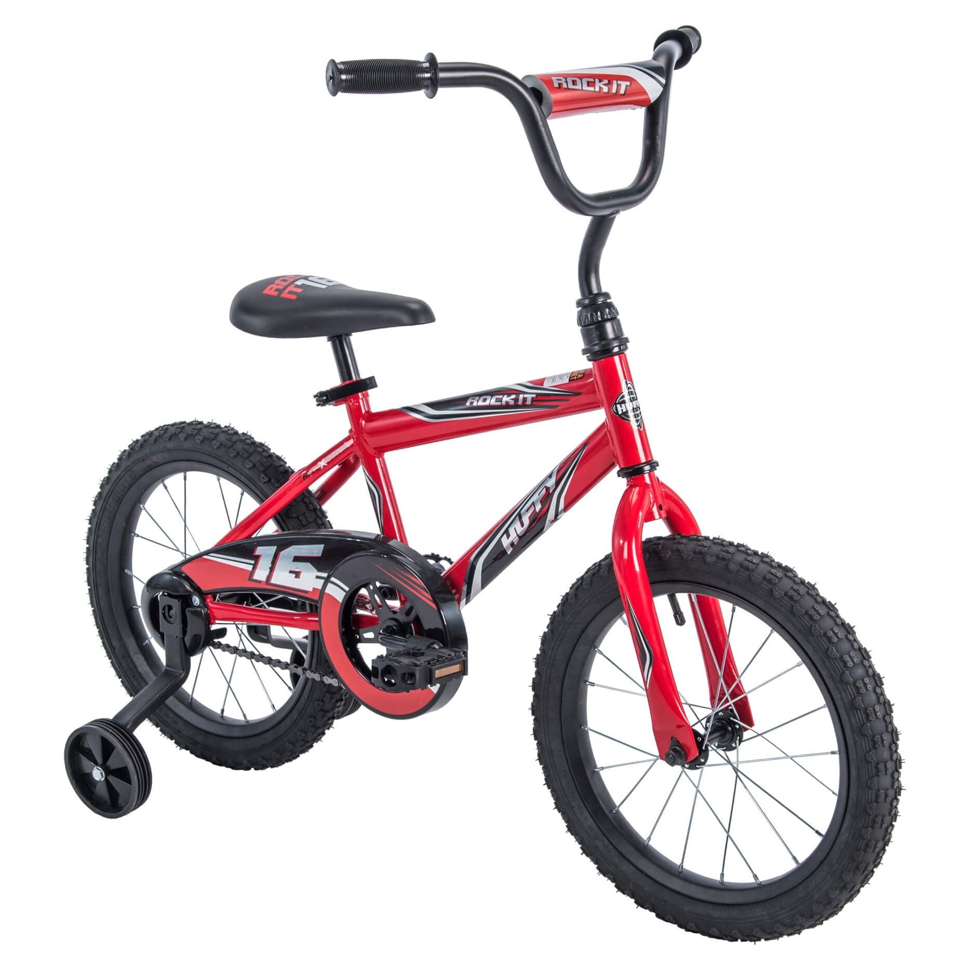 Huffy Rock It 16&prime;&prime; Kids Bicycle, Red, Ages 4 , Training Wheels, Steel Frame
