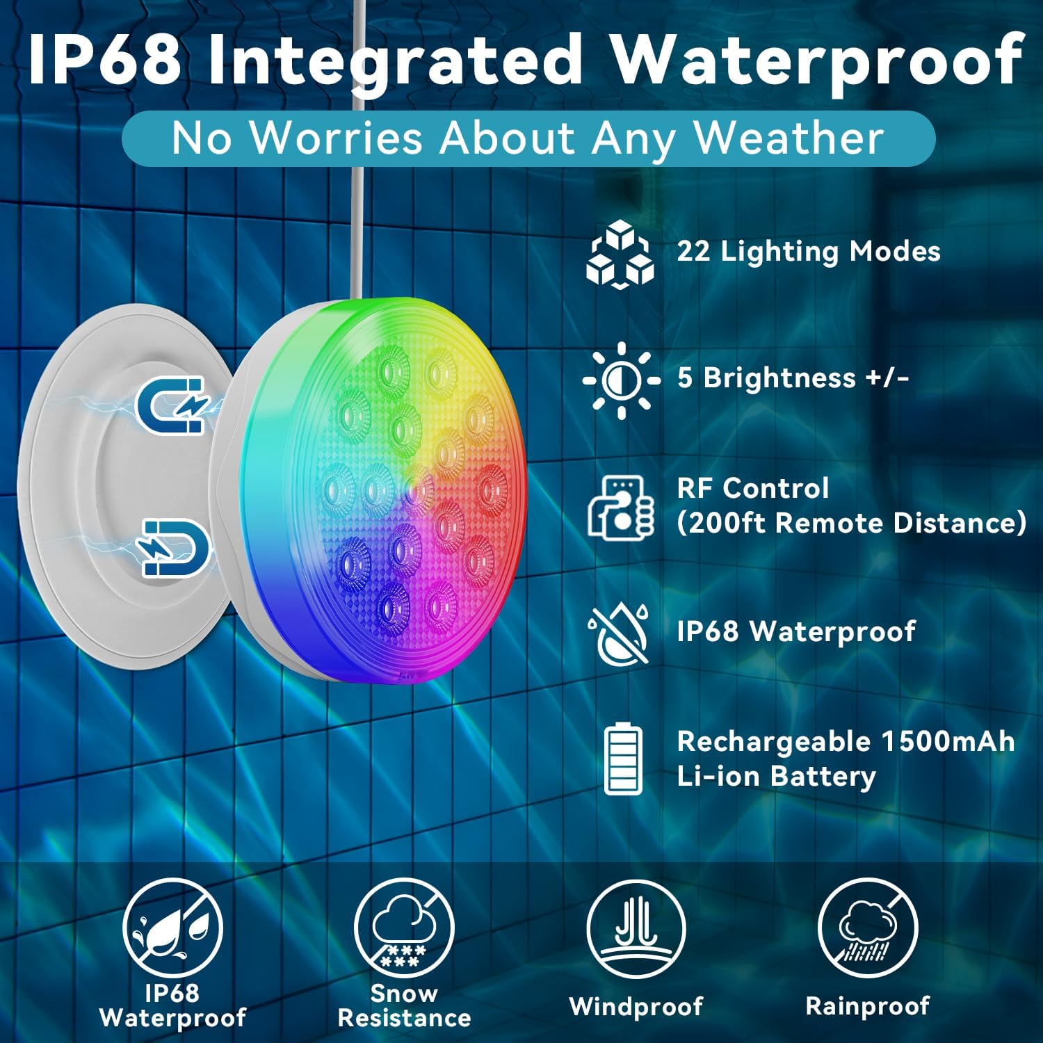 Solar Pool Lights Submersible Pool Lights (4 Pack)