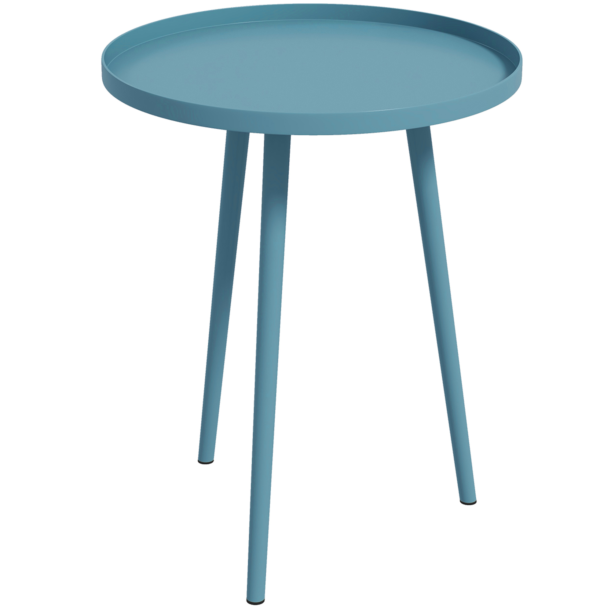 Outsunny Gartencouchtisch rund, Beistelltisch im Freien mit abgerundetem Stahlrand, Maße Ø40 x 50H cm blau