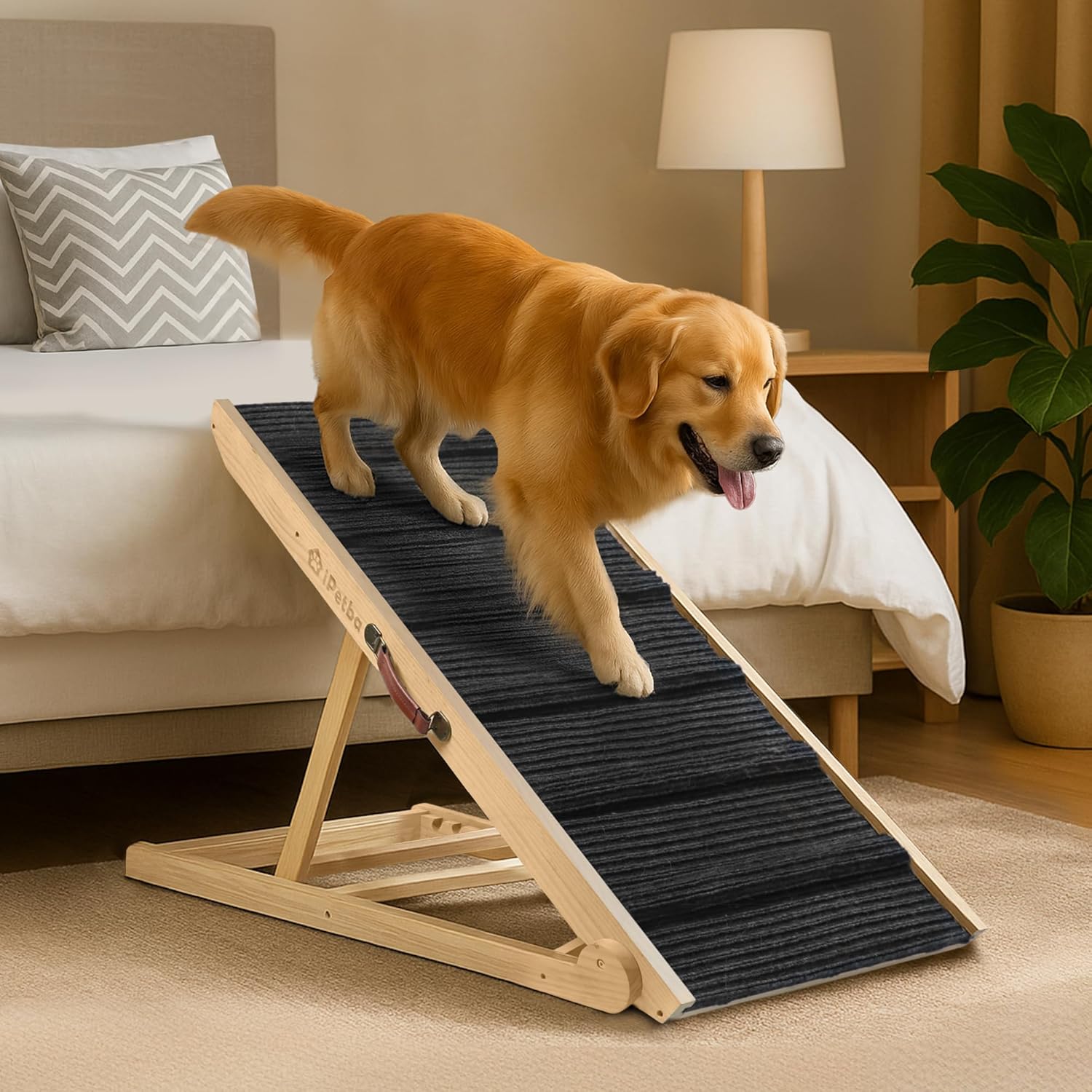 iPetba Rampa per Cani Piccoli, Scaletta per Cani Letto Divano Pieghevole e Regolabile 53 cm