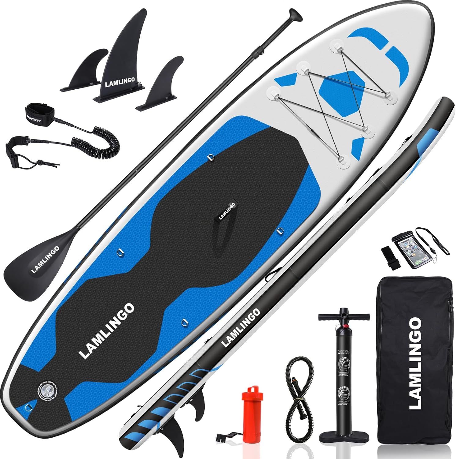 Rolimate Tavola da SUP 320×82×16cm SUP Gonfiabile, capacità di Carico di 200kg, Stand Up Paddle Board, ISUP Tavola da Surf con Pompa ad Aria, Pagaia Regolabile, Linea Sicurezza