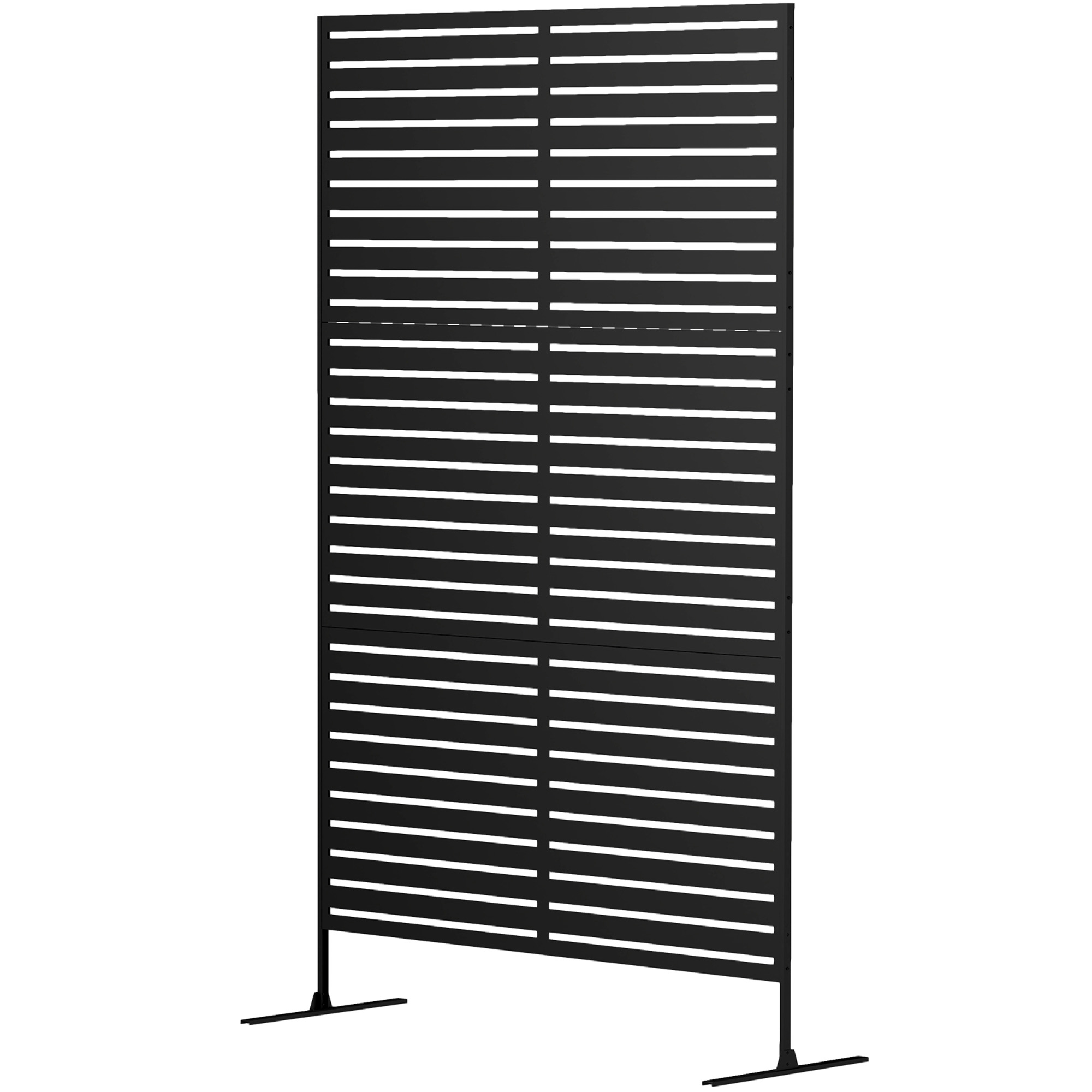 Outsunny Outdoor-Raumtrenner aus Metall, Lamellendesign, Dekorativer Raumteiler für Terrasse, Garten, Balkon, Schwarz
