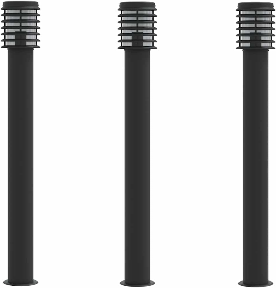 3 Stück Wegeleuchten Schwarz 110 cm Edelstahl IP44 Wetterfeste Pollerleuchte mit Diffusor für Garten Terrasse Außenbeleuchtung