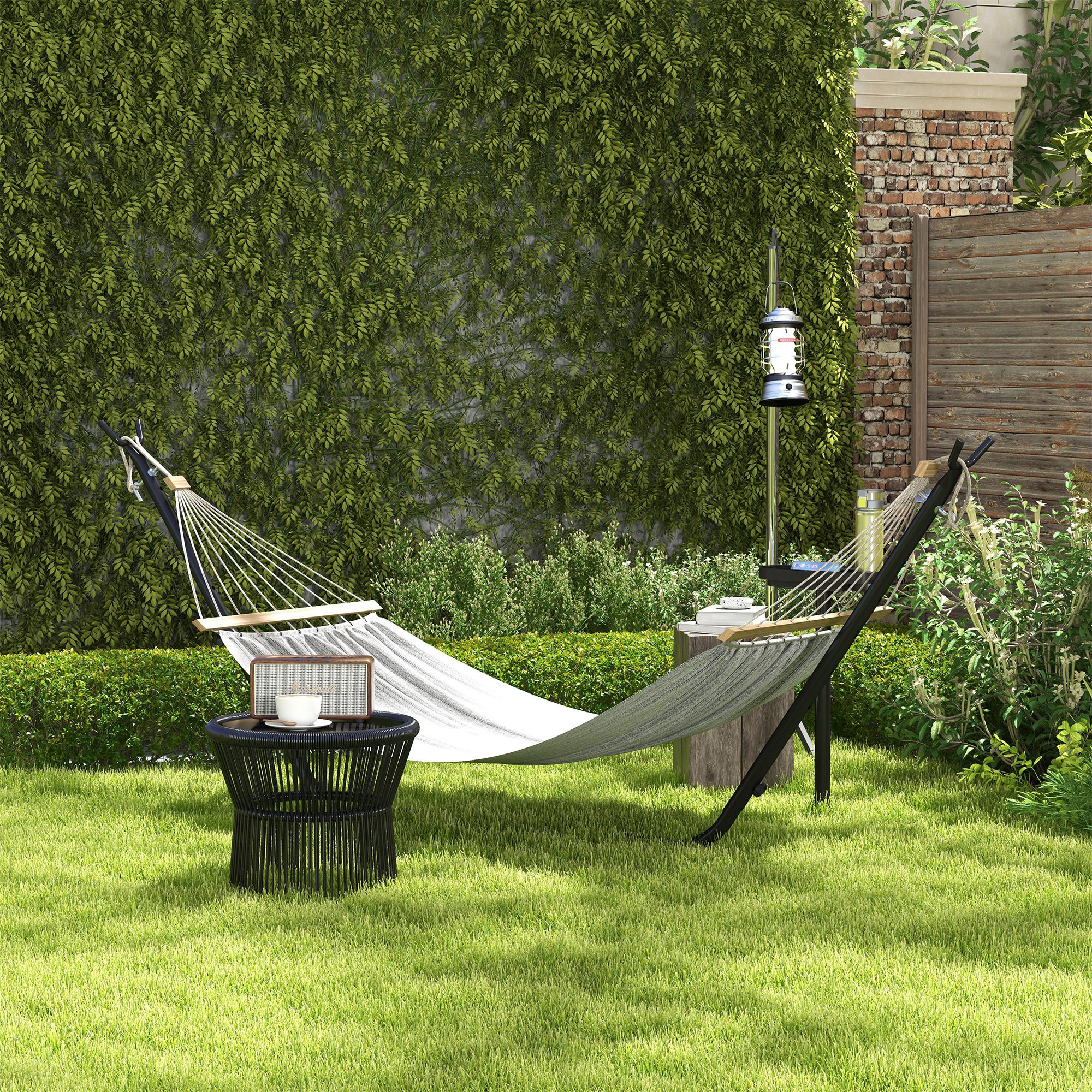 Outsunny Hängemattengestell, für Hängematten bis 280 cm, Stahl, 285L x 125B x 110H cm, Schwarz