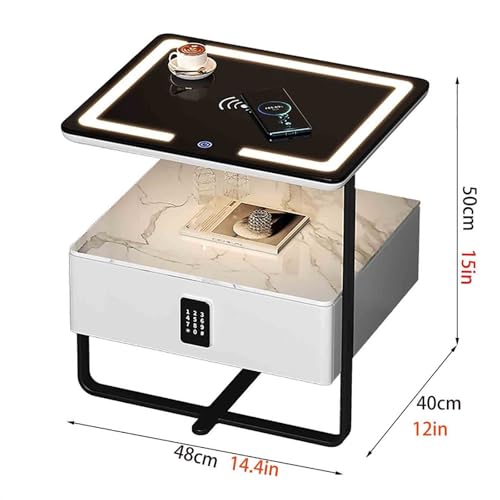 Comodino con Stazione di Ricarica Comodino con Prese E Porte USB Ricarica Wireless Intelligente con Luce Tattile A LED con Cassetti E Barra Luminosa Tavolo in Vetro Temperato (Color : Gray Blue, Siz : Amazon.it: Casa e cucina