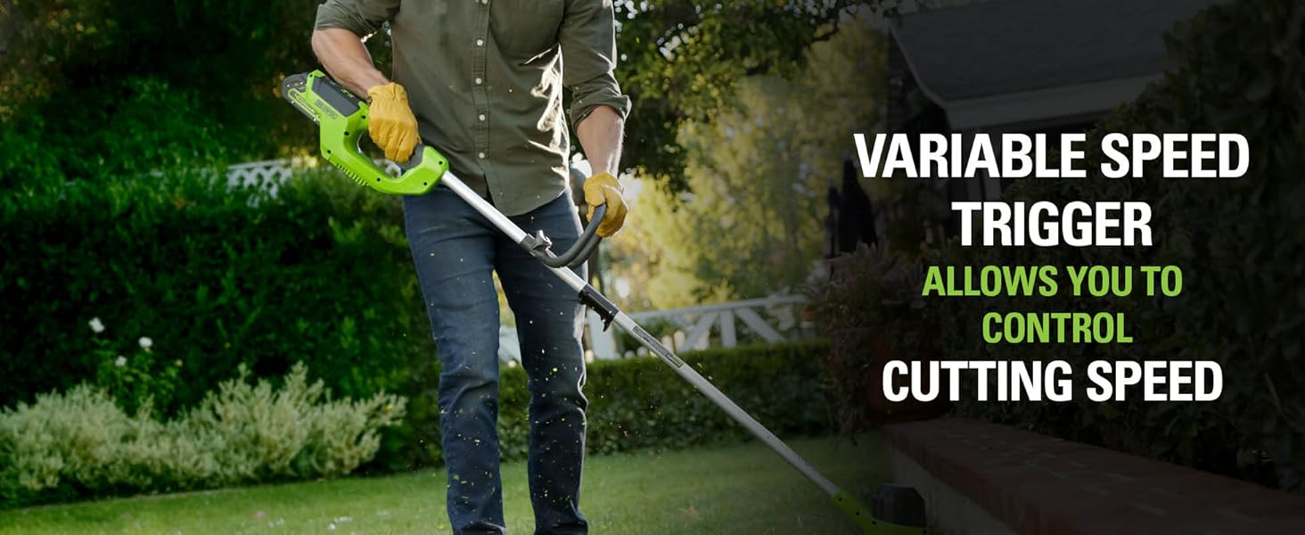 Greenworks 40V 12-Inch Cordless String Trimmer, Battery and Charger Not Included, BST4000 variable speed trigger