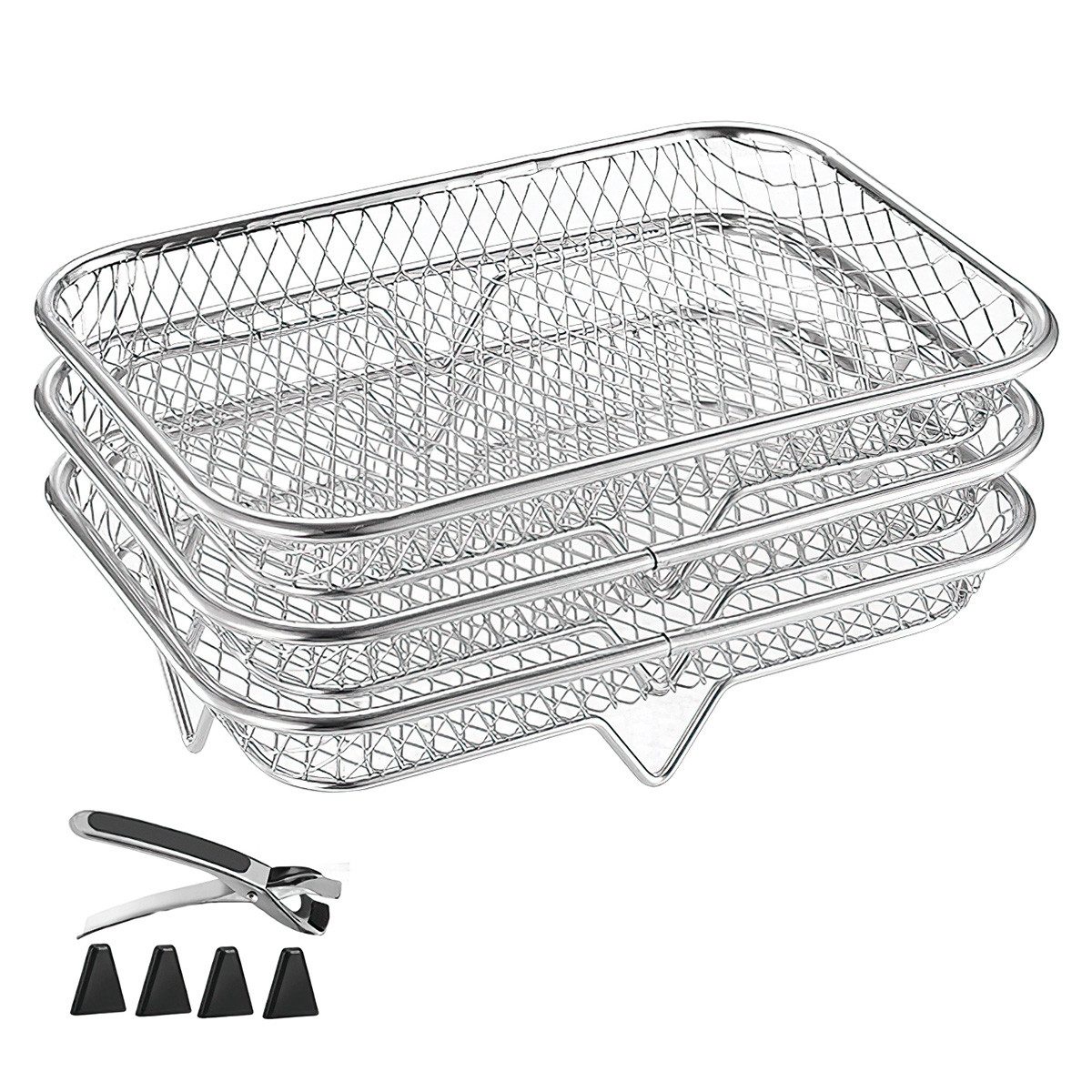 Airfryer-Grillrost Airfryer Zubehör Set 3-lagiger Gitterrost für Heißluftfritteuse