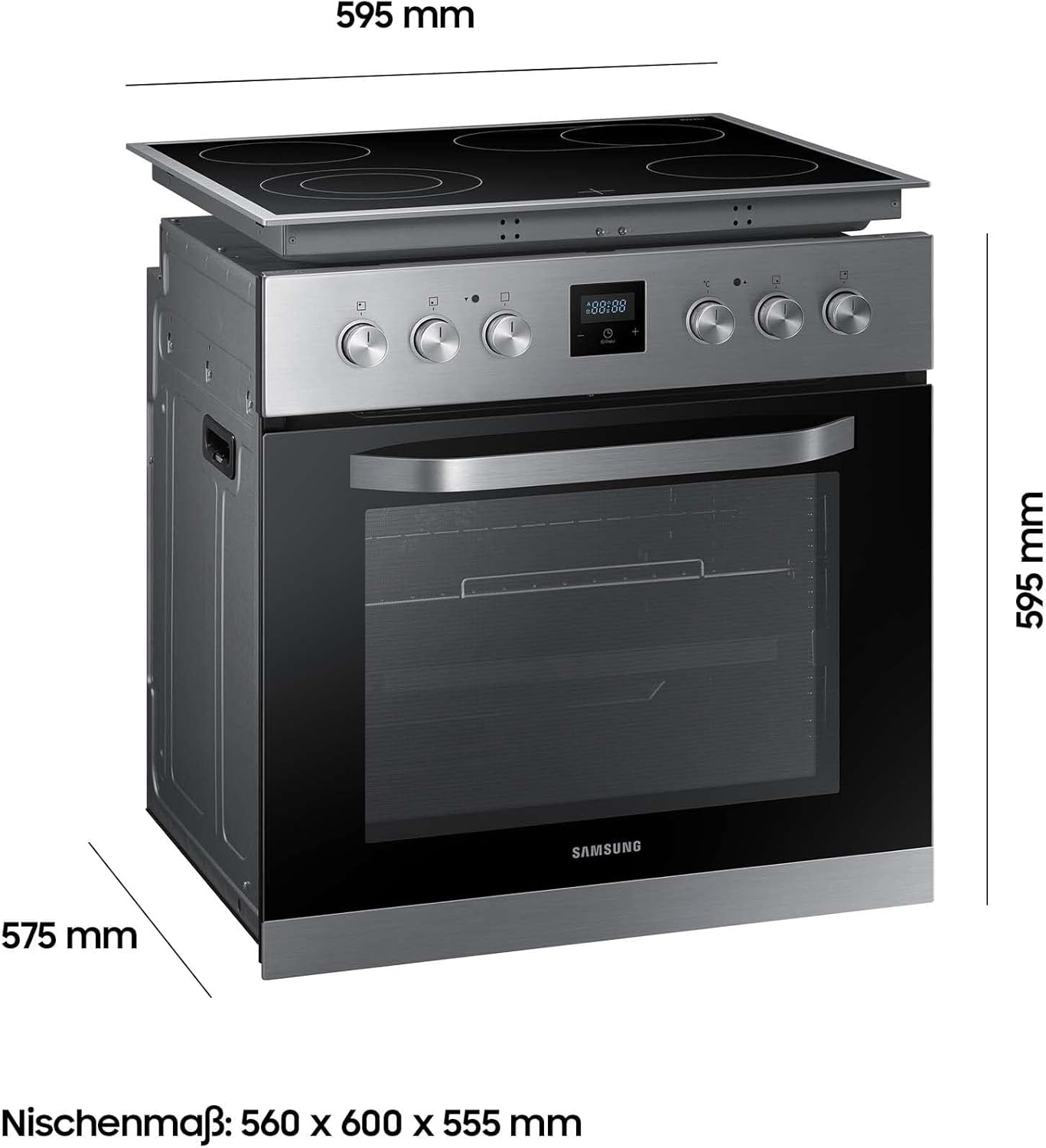 Herdset F-NB69R3301RS bestehend aus Ceranfeld und Einbaubackofen,69 L, versenkbare Knebel, Glaskeramik Kochfläche