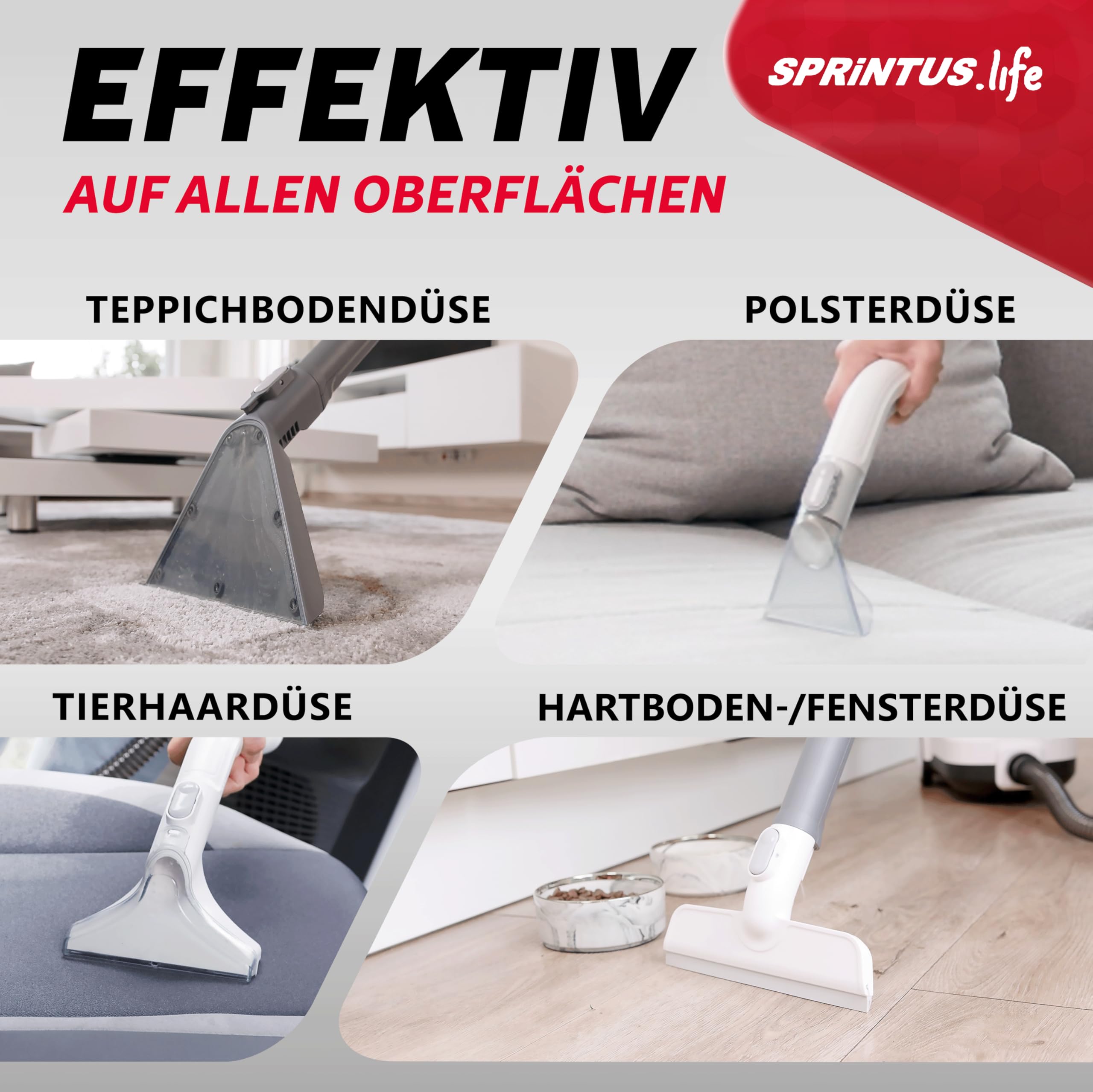 Nasssauger Polsterreiniger SPOTTY mit 3 bar Sprühdruck und 170 mbar Saugleistung für Teppich, Polster, Tierhaar, Auto und Hartboden
